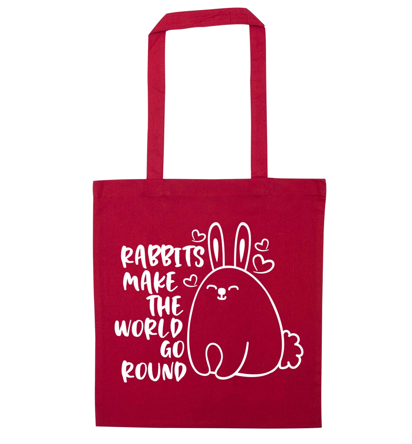 Rabbits make the world go round red tote bag