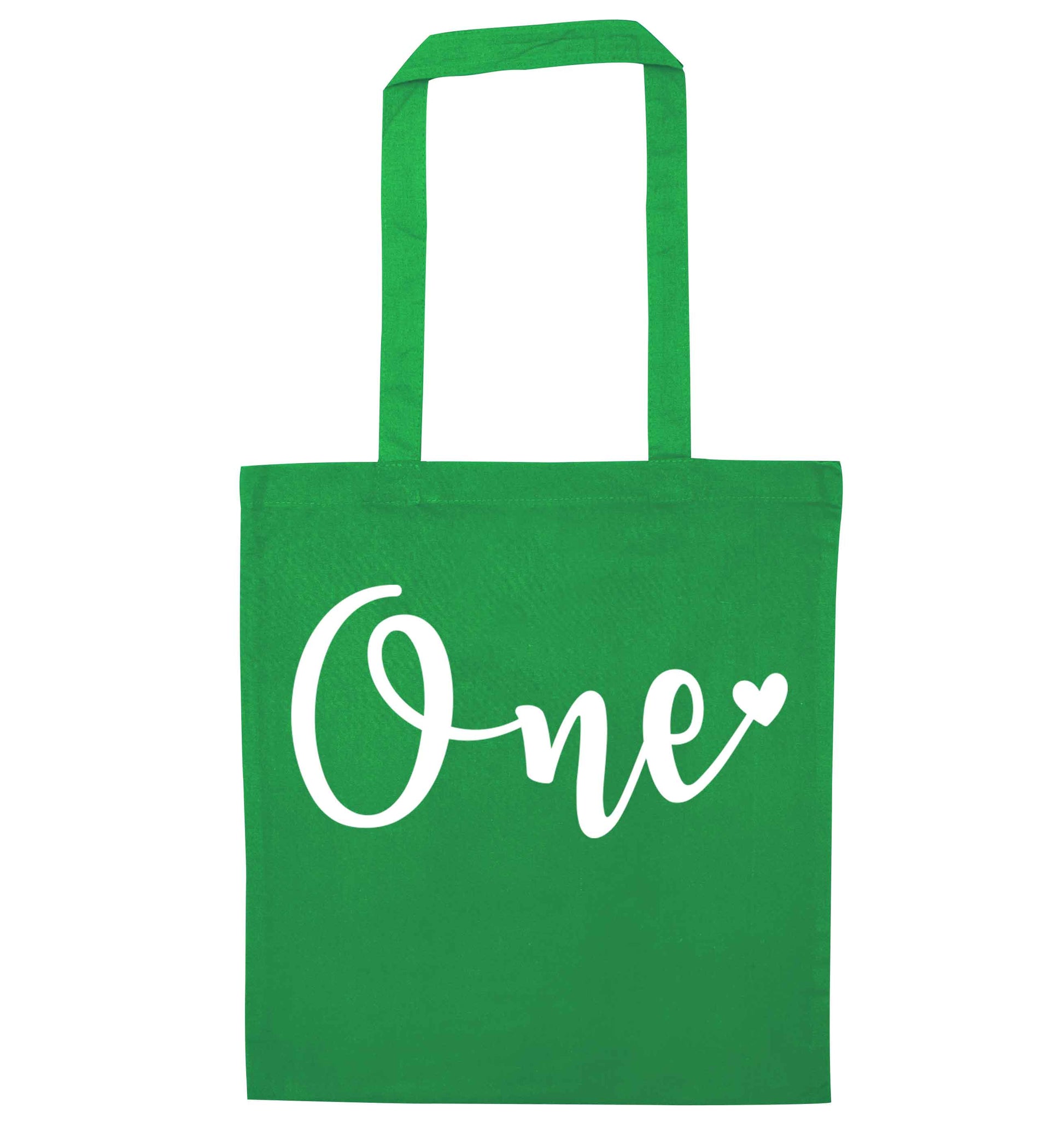 One green tote bag