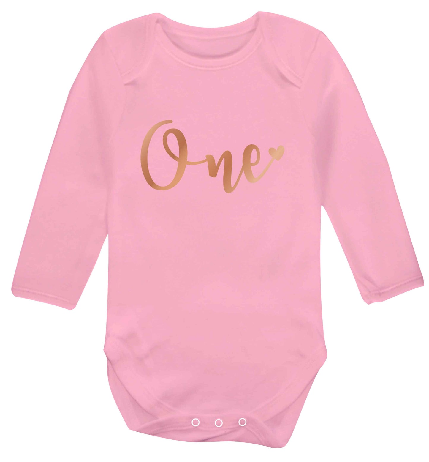 Rose Gold One baby vest long sleeved pale pink 6-12 months
