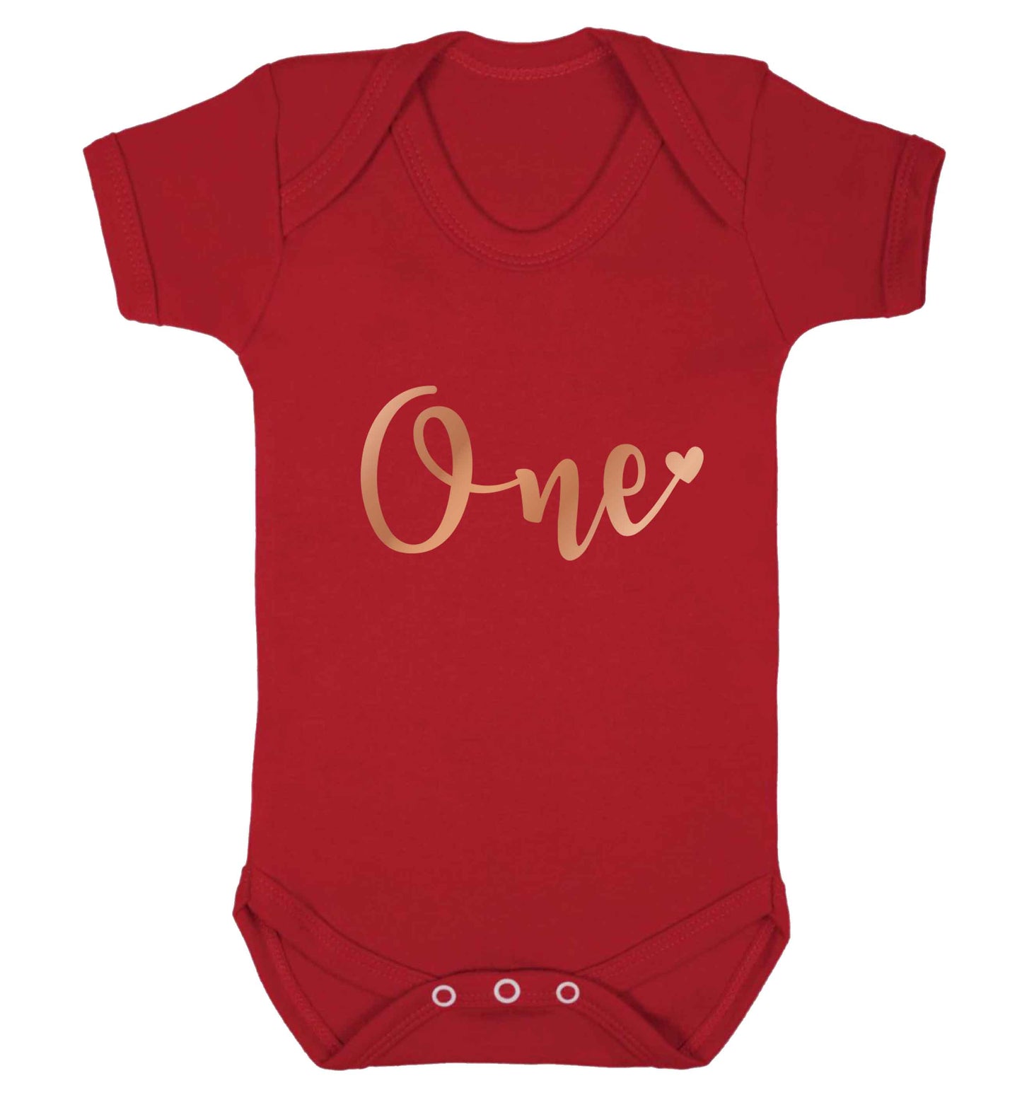 Rose Gold One baby vest red 18-24 months