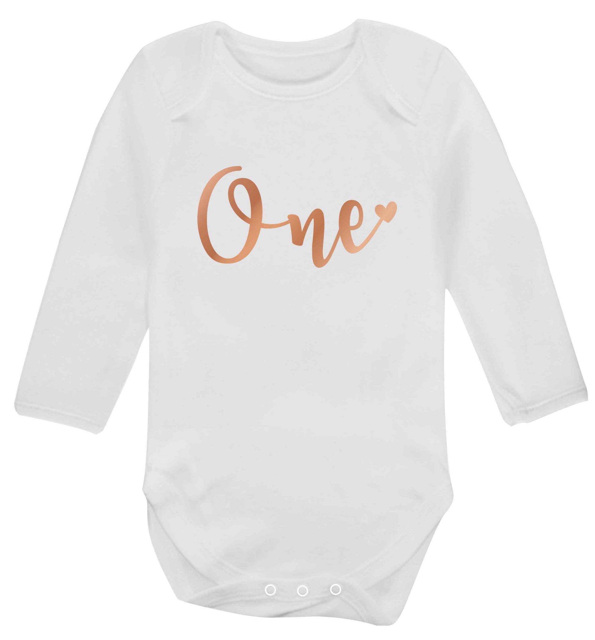 Rose Gold One baby vest long sleeved white 6-12 months