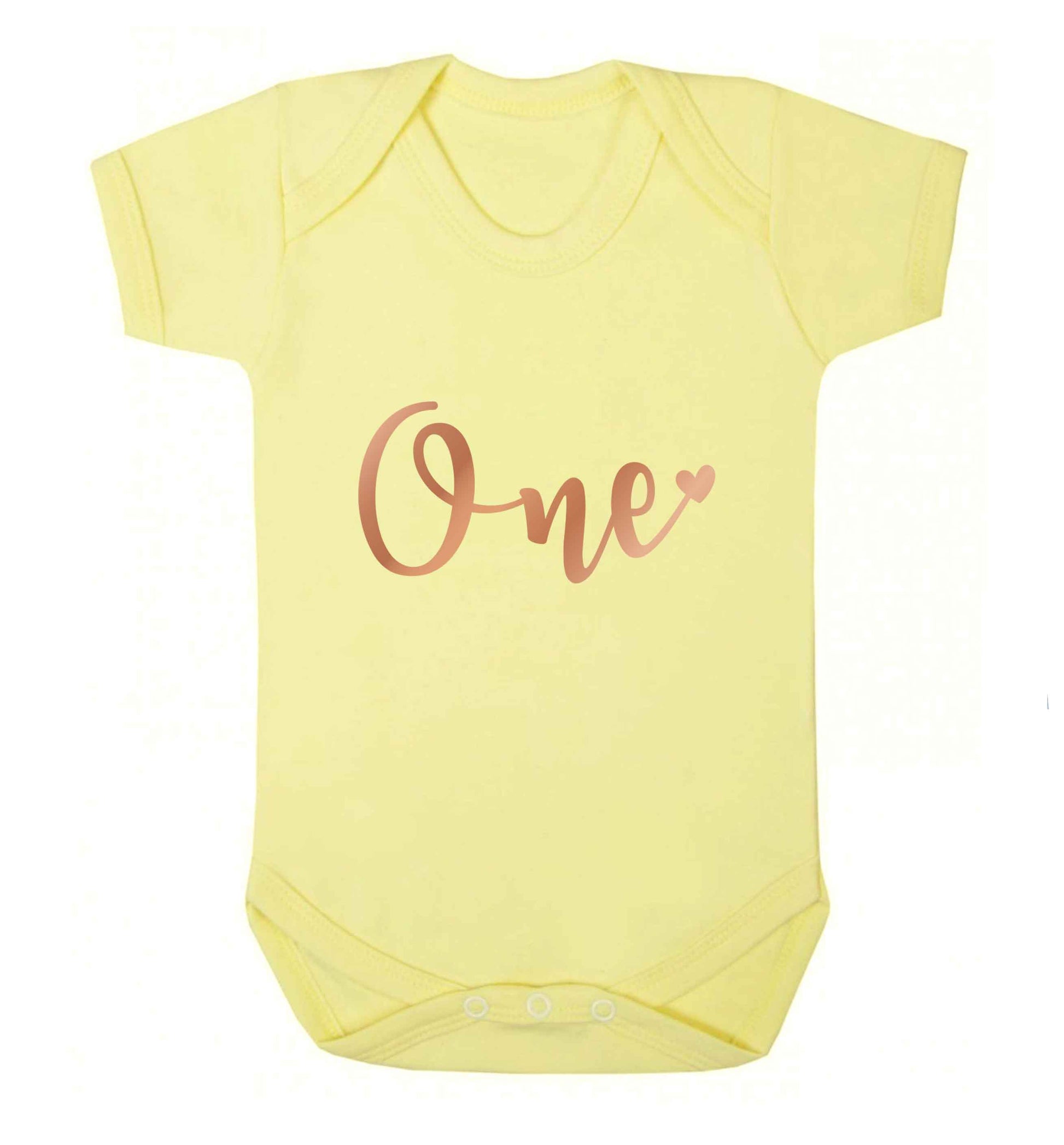 Rose Gold One baby vest pale yellow 18-24 months