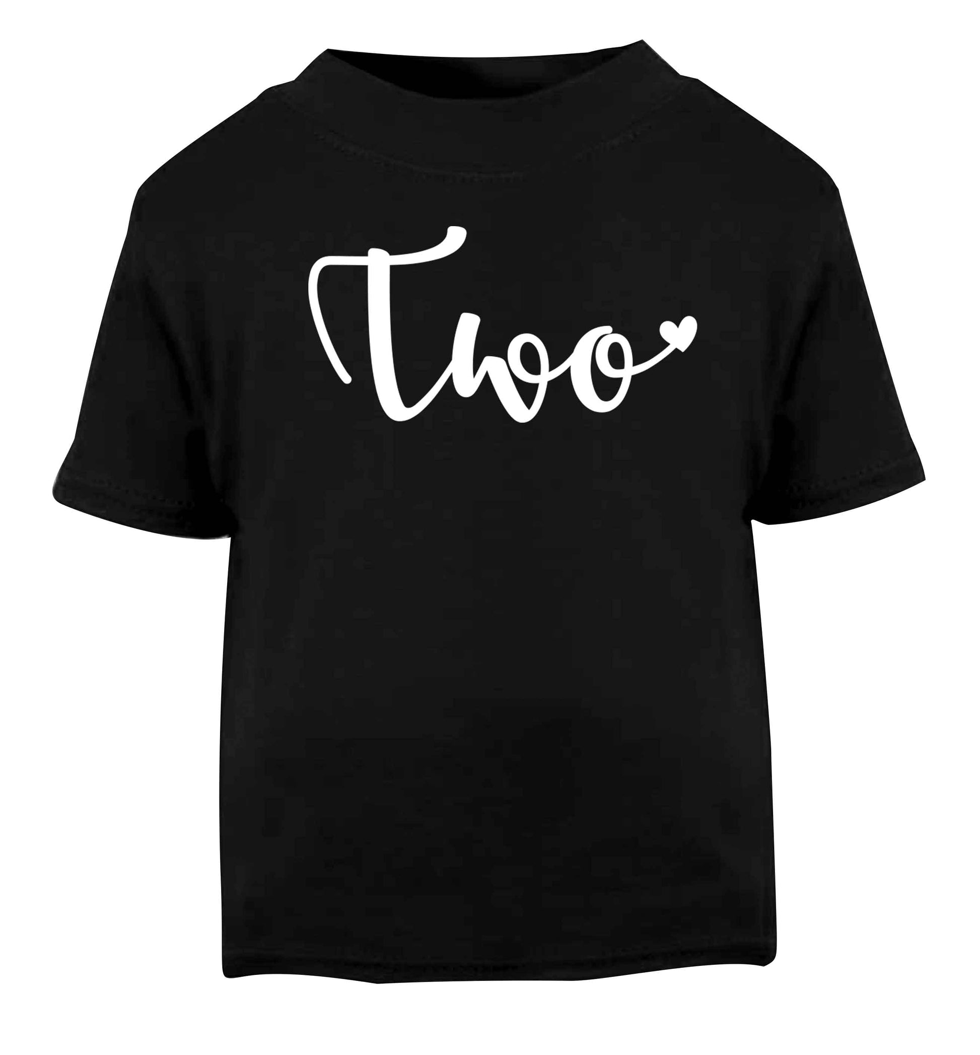Two and Heart Black baby toddler Tshirt 2 years