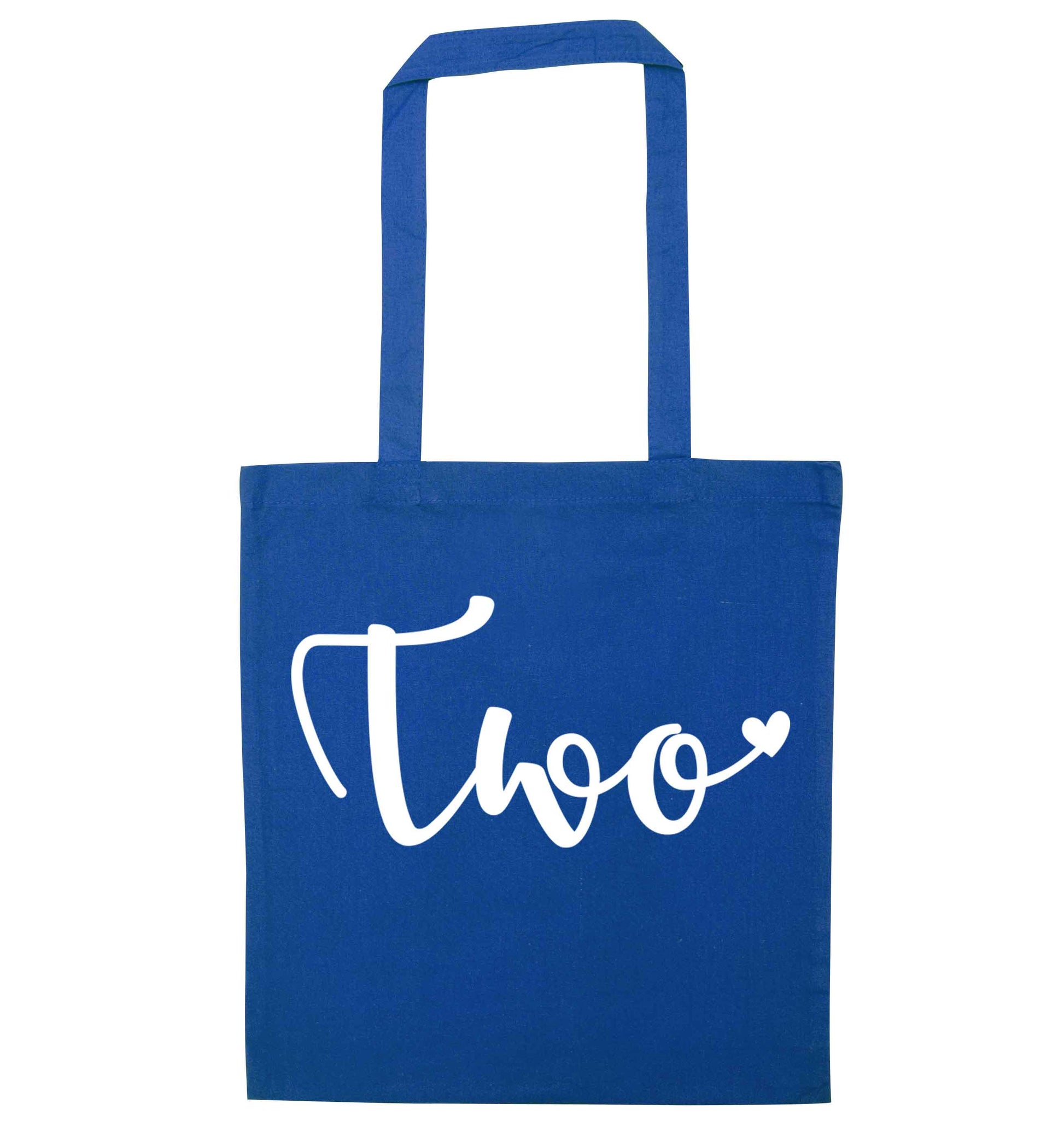 Two and Heart blue tote bag