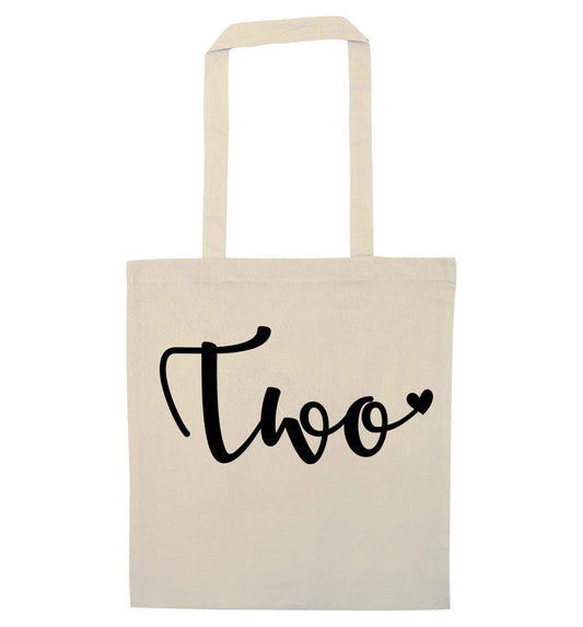 Two and Heart natural tote bag