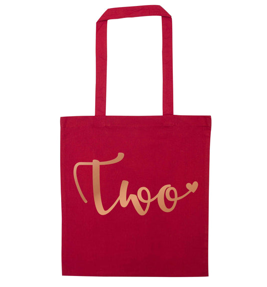 Two rose gold red tote bag