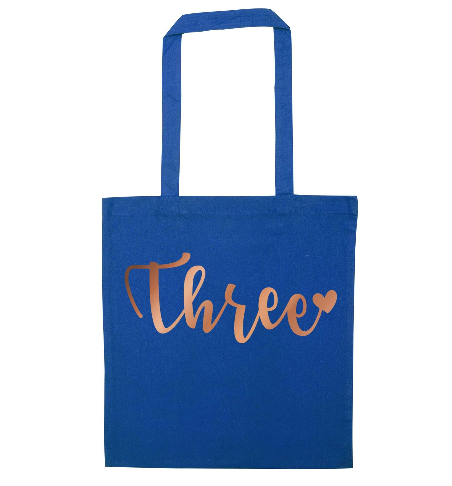 Three rose gold blue tote bag