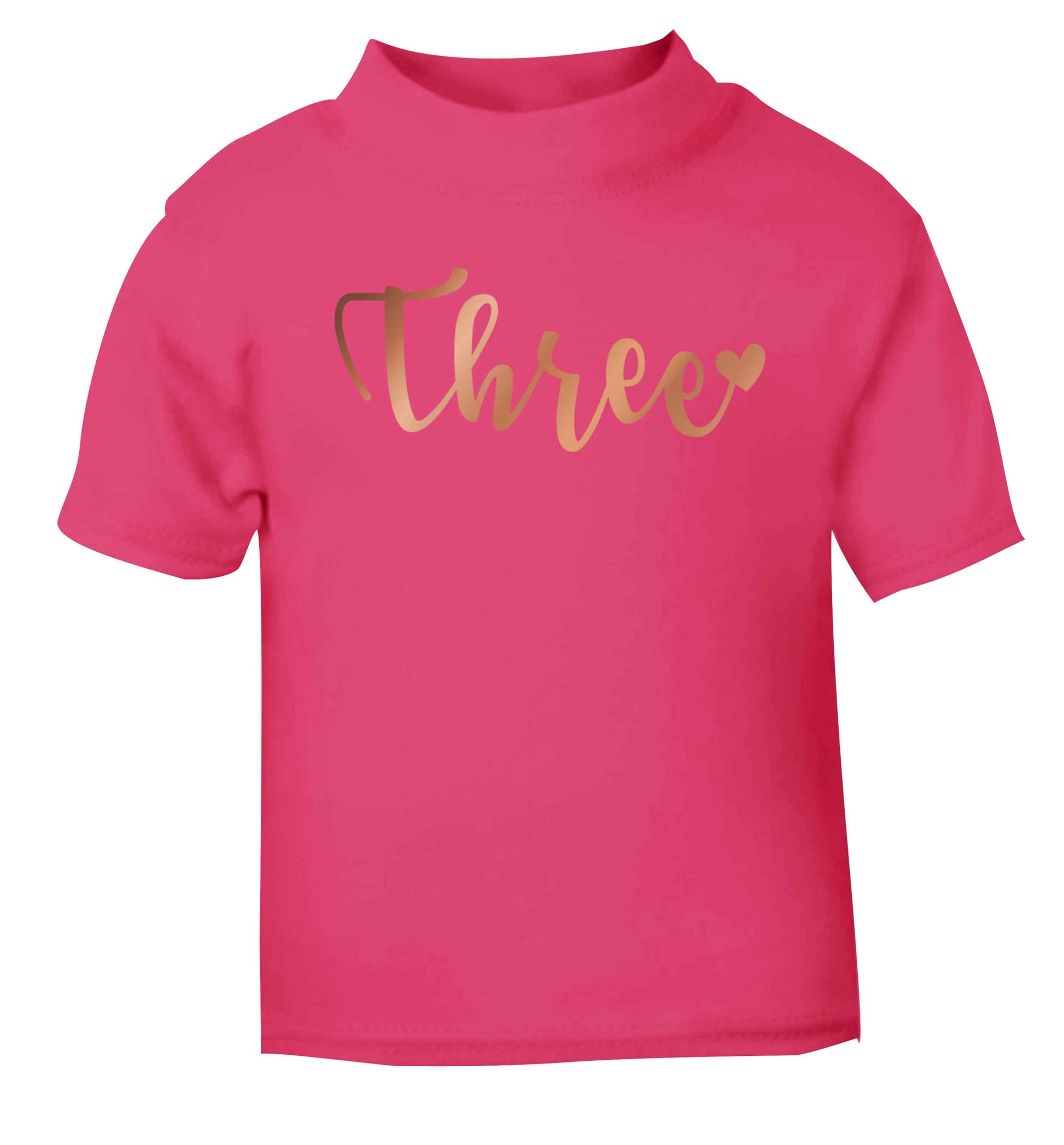 Three rose gold pink baby toddler Tshirt 2 Years