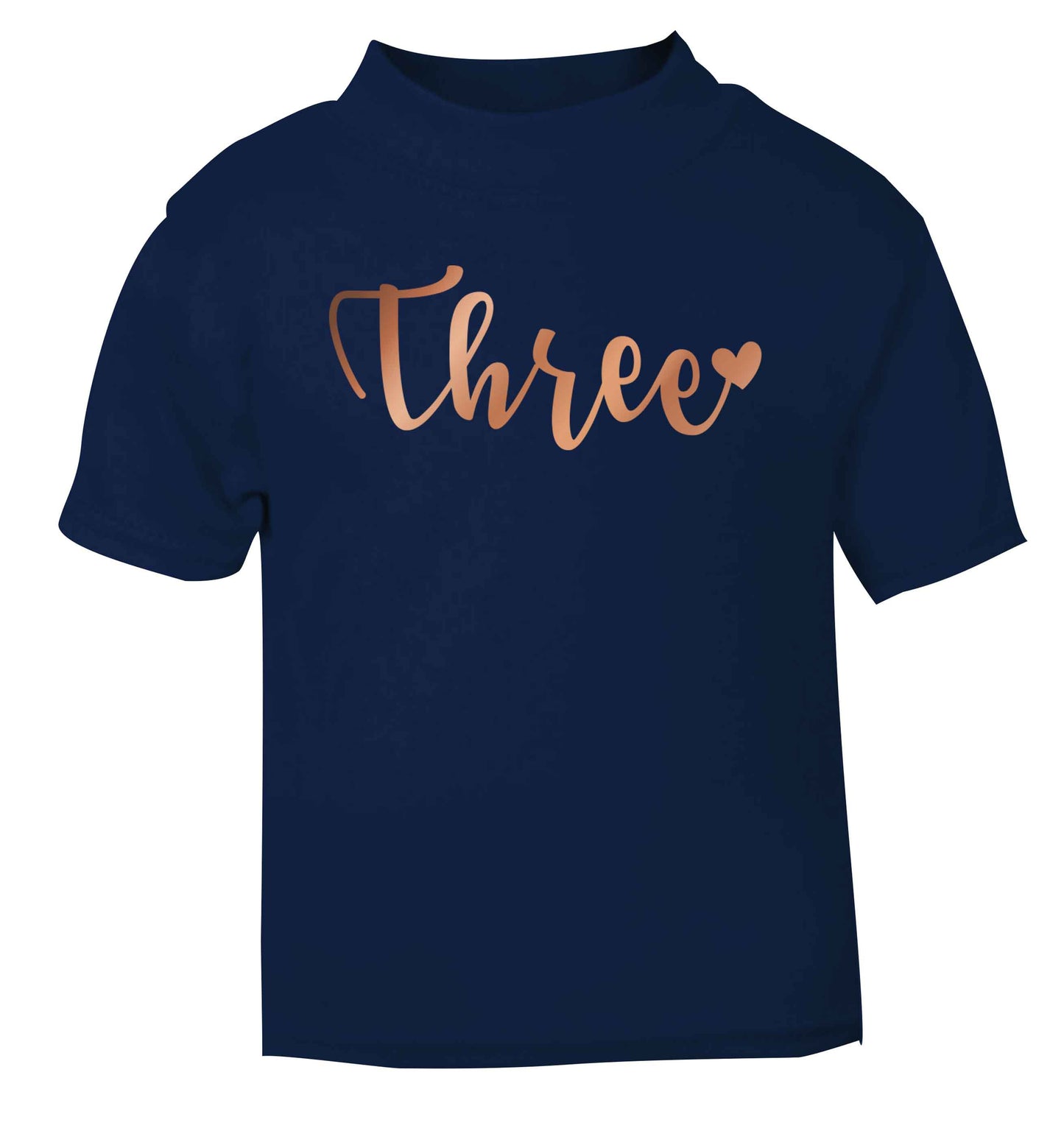 Three rose gold navy baby toddler Tshirt 2 Years