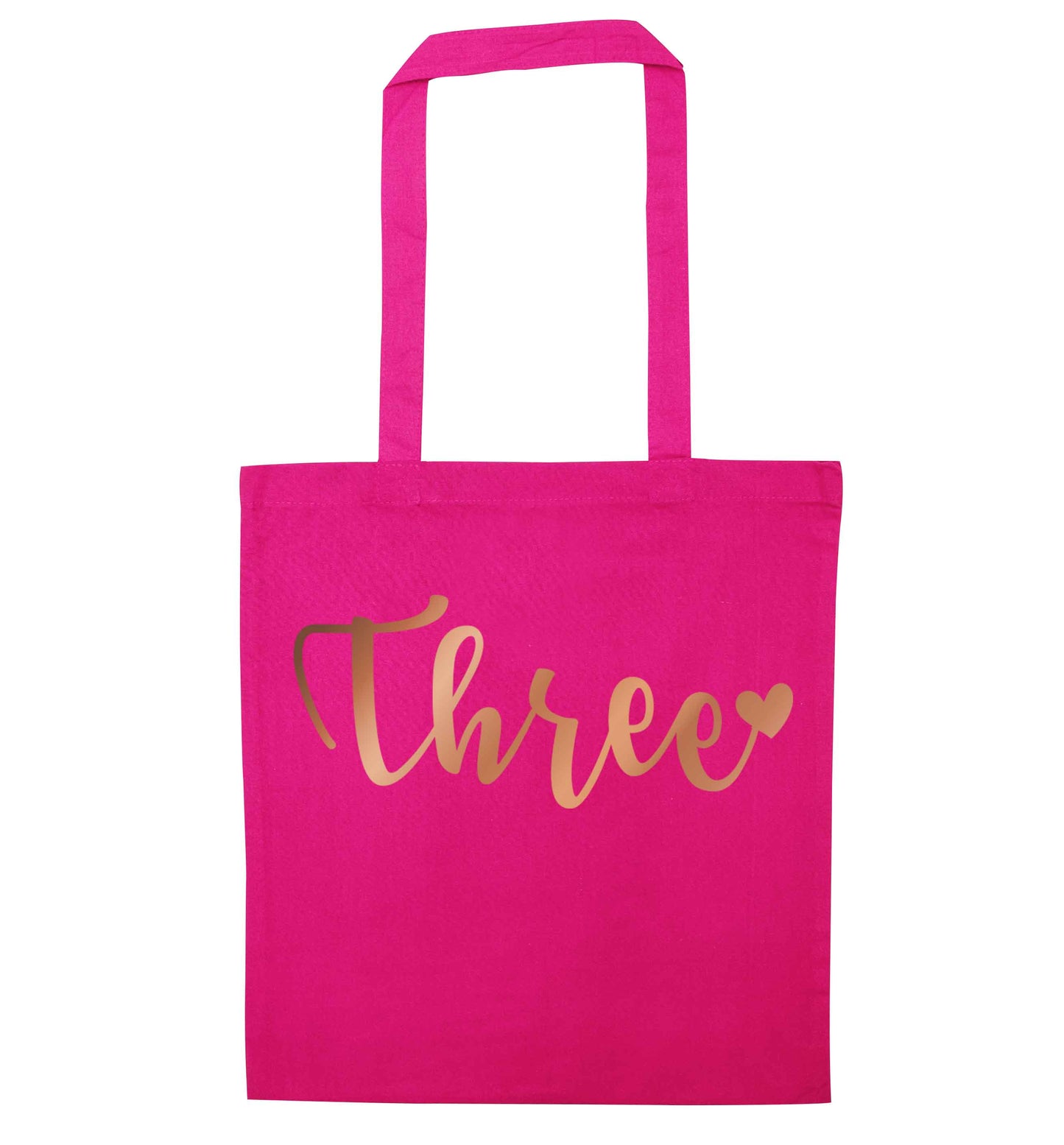 Three rose gold pink tote bag
