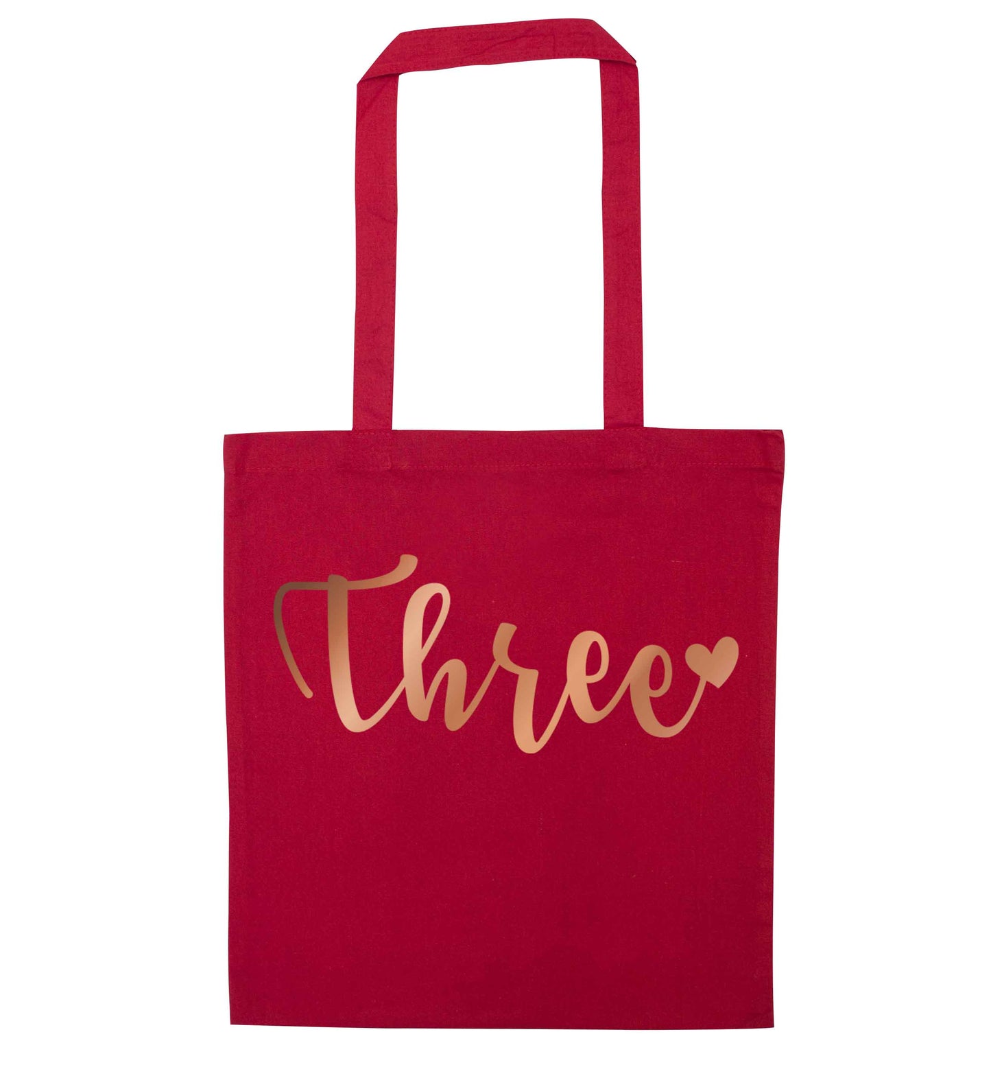 Three rose gold red tote bag