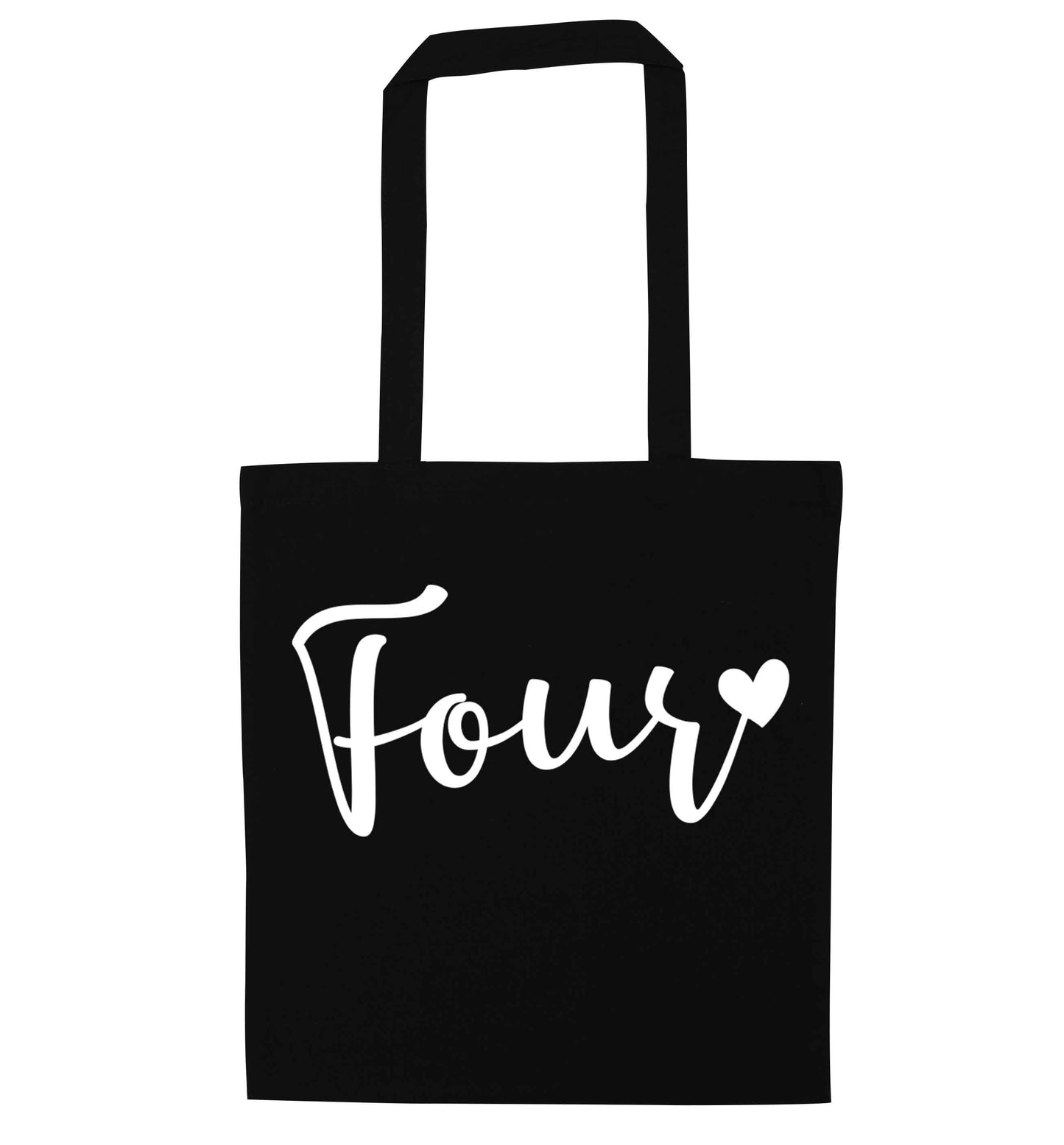 Four and heart black tote bag