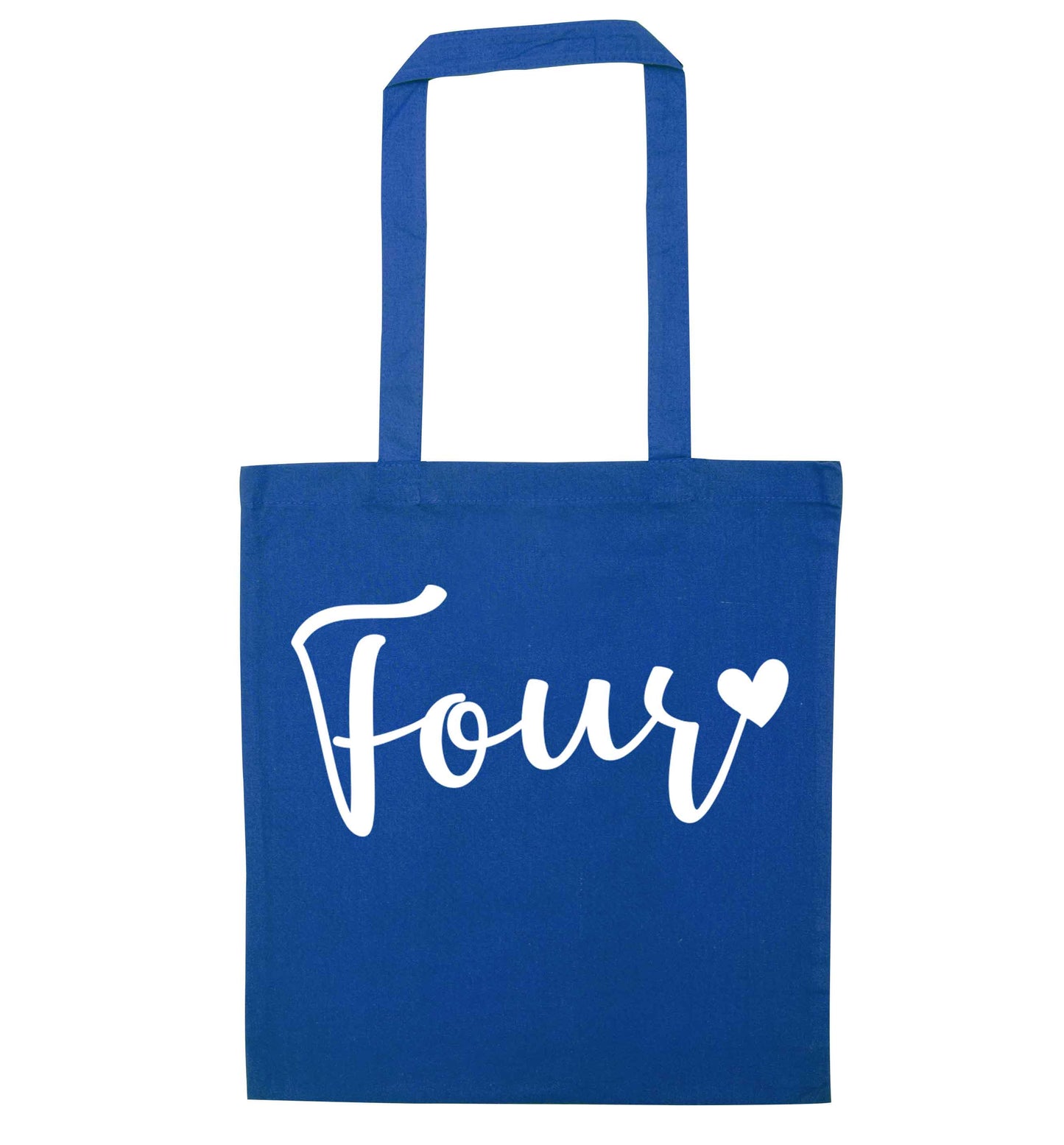 Four and heart blue tote bag