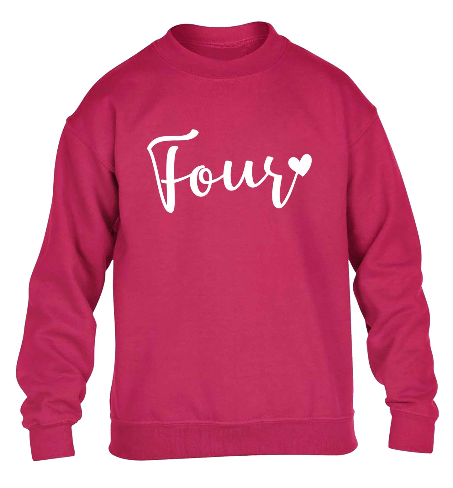 Four and heart children's pink sweater 12-13 Years