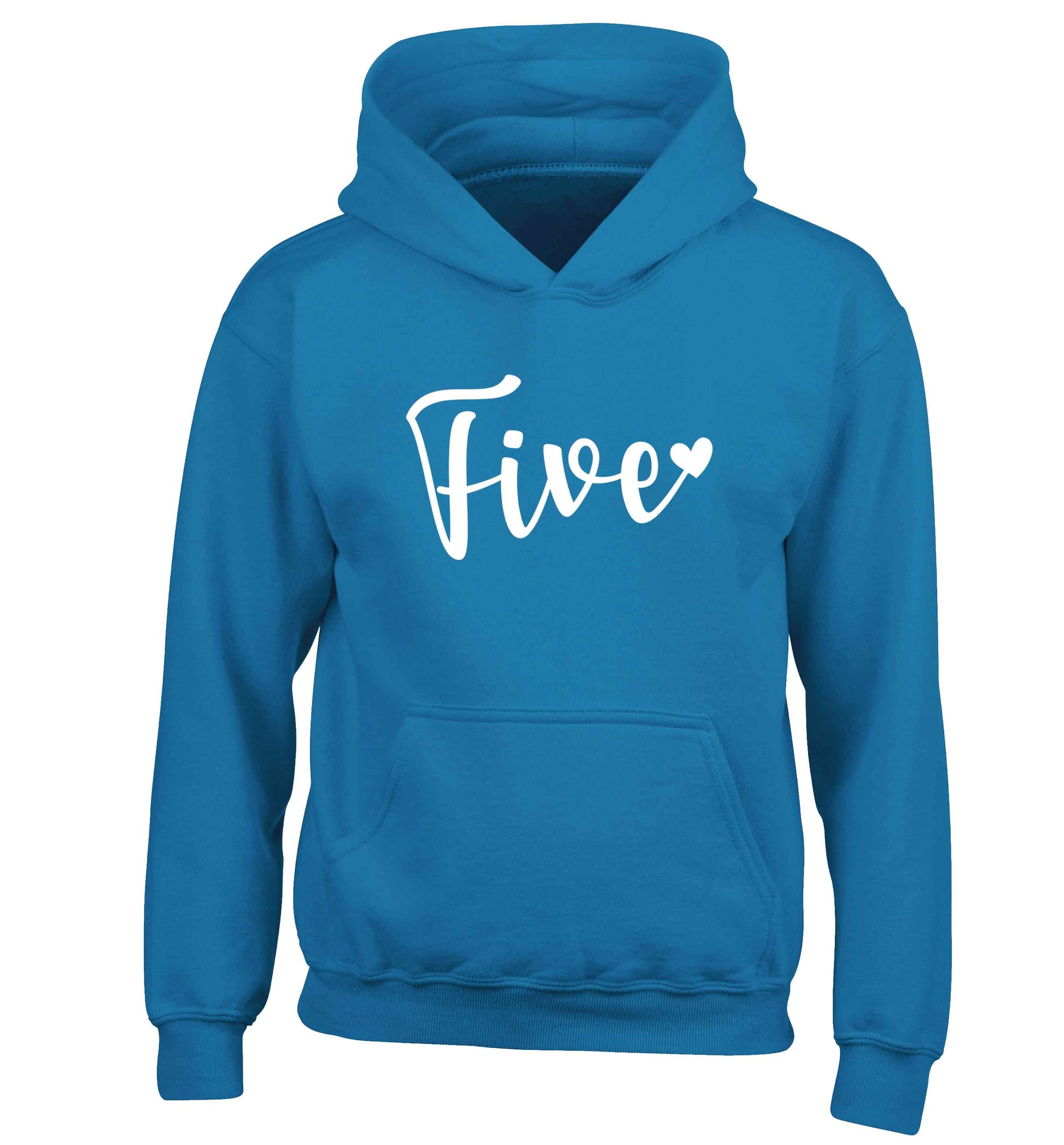 Five and heart children's blue hoodie 12-13 Years
