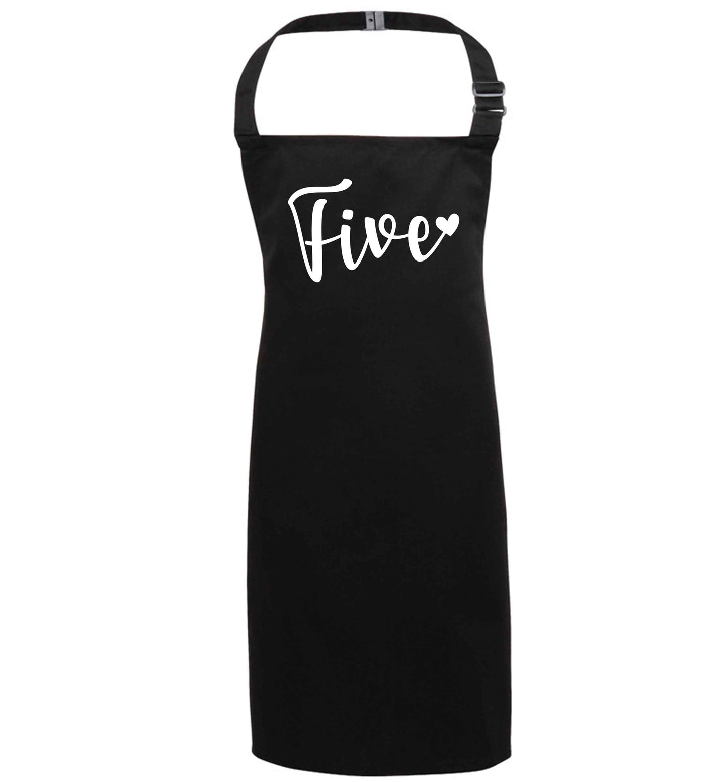 Five and heart black apron 7-10 years