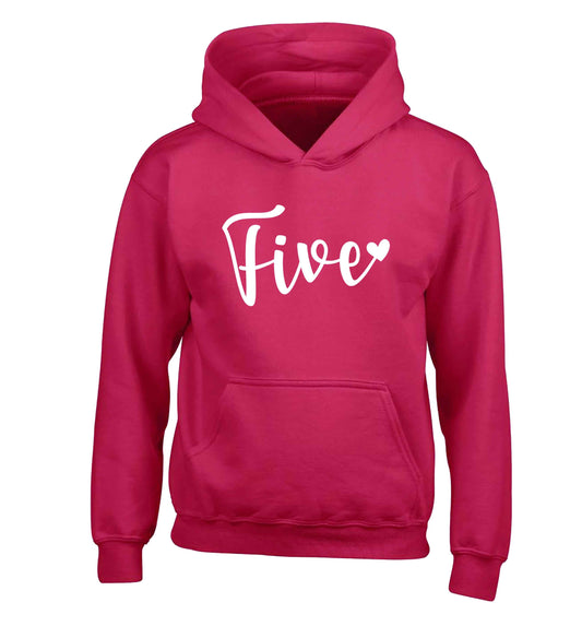 Five and heart children's pink hoodie 12-13 Years