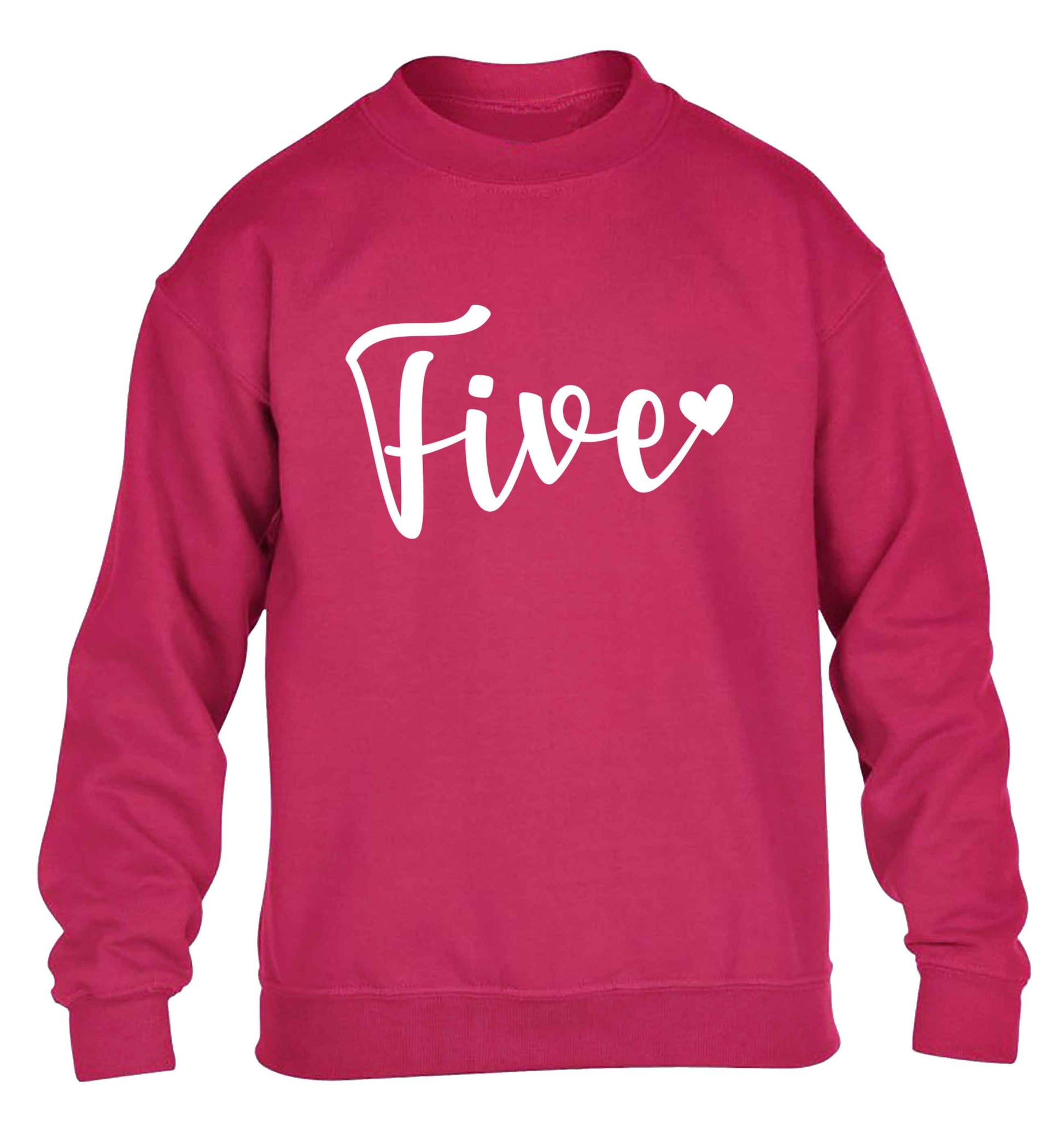 Five and heart children's pink sweater 12-13 Years