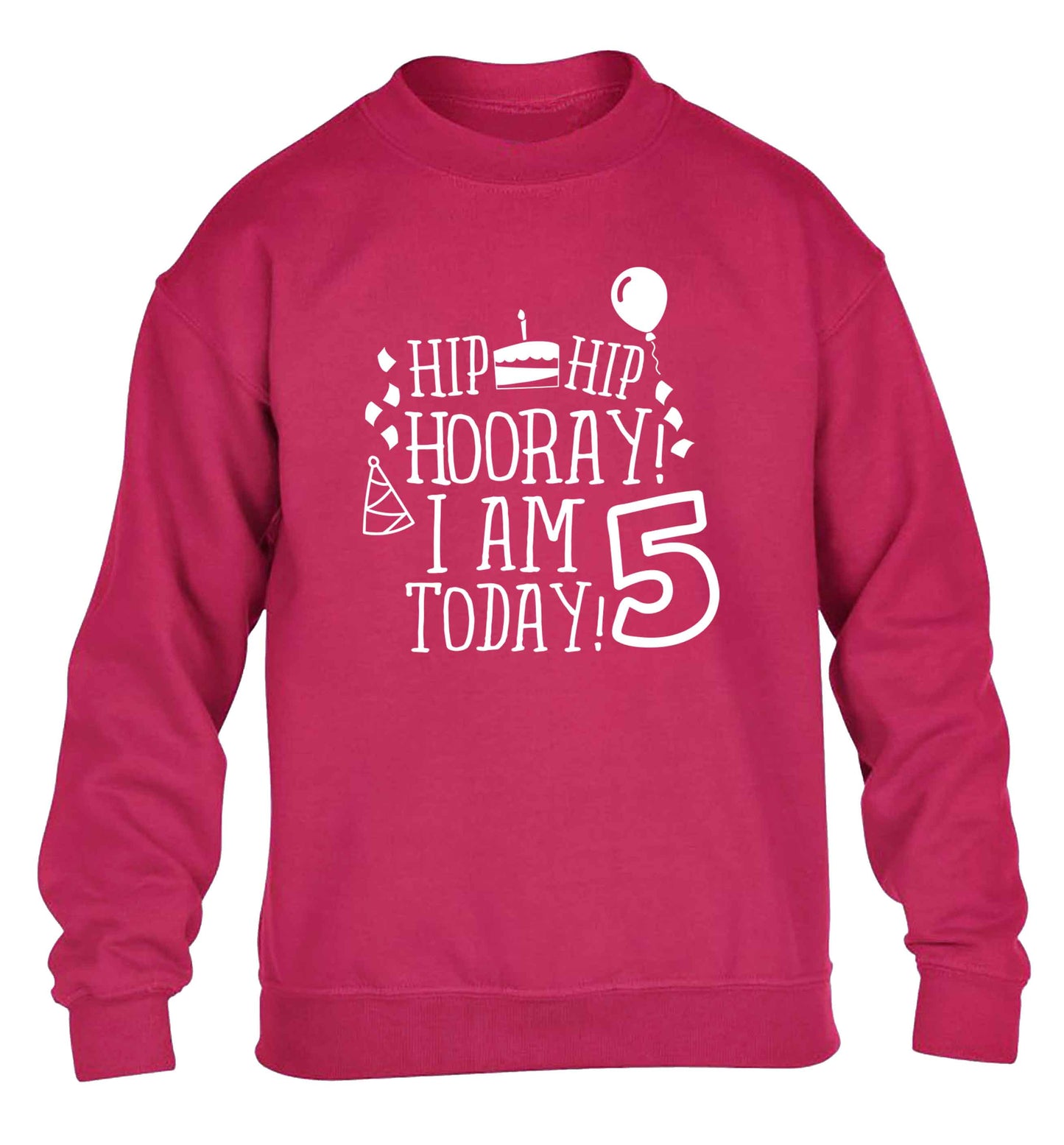 Hip hip hooray I am five today! children's pink sweater 12-13 Years