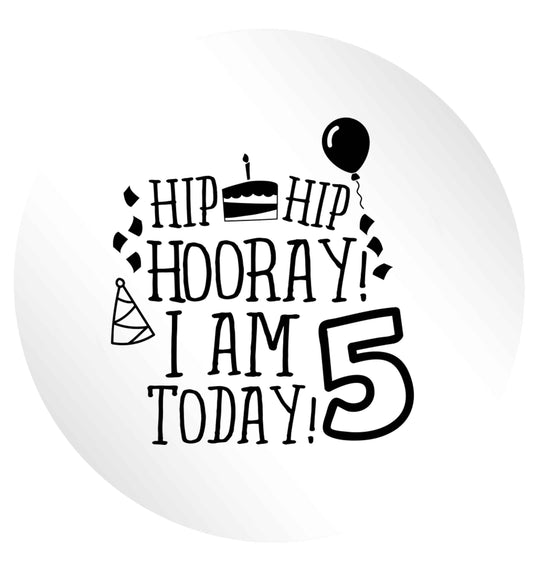 Hip hip hooray I am five today! 24 @ 45mm matt circle stickers
