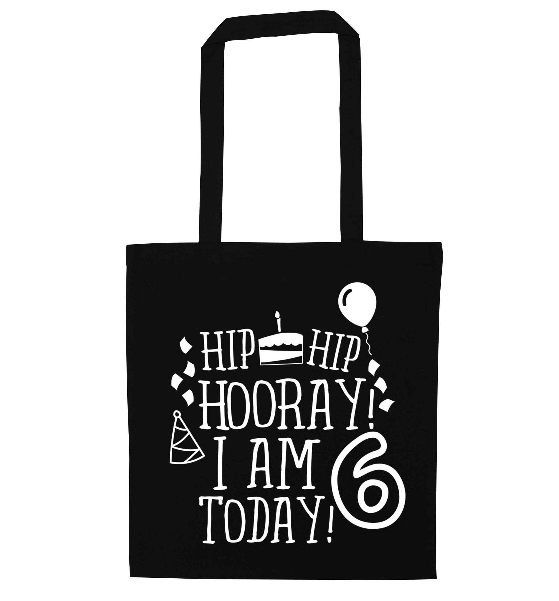 Hip hip hooray I am six today! black tote bag