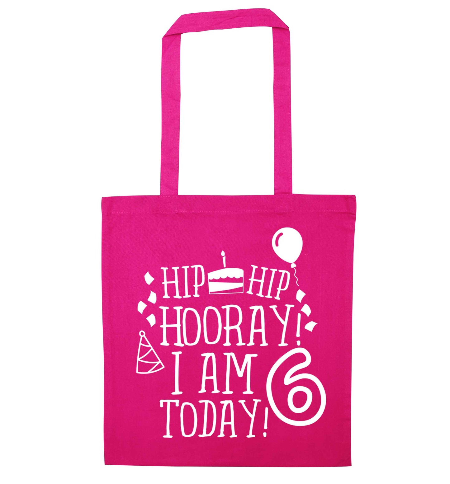 Hip hip hooray I am six today! pink tote bag