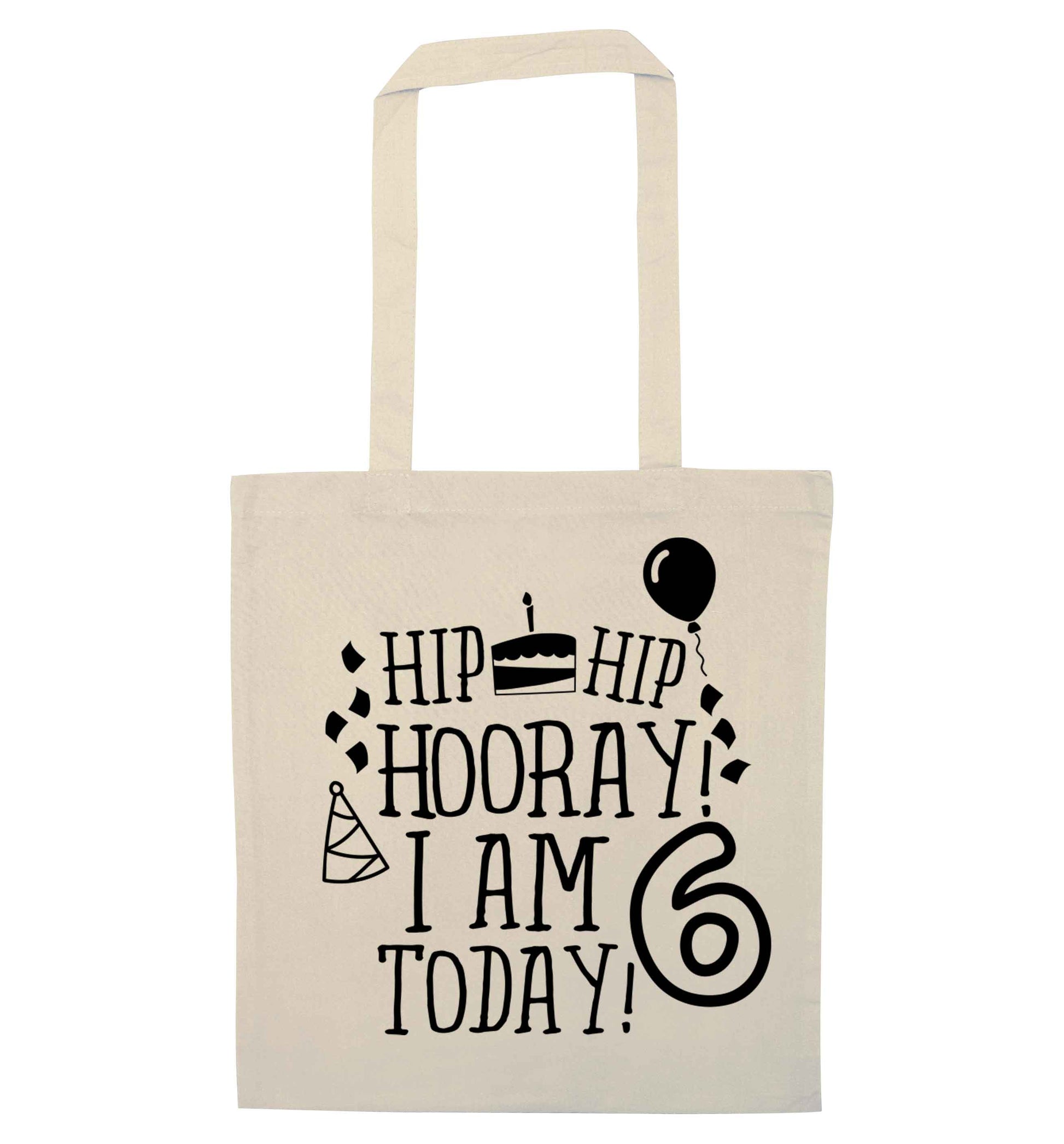 Hip hip hooray I am six today! natural tote bag