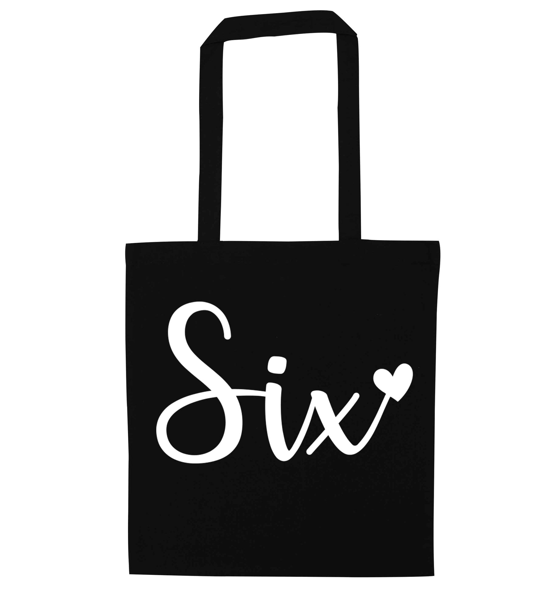 Six and heart! black tote bag