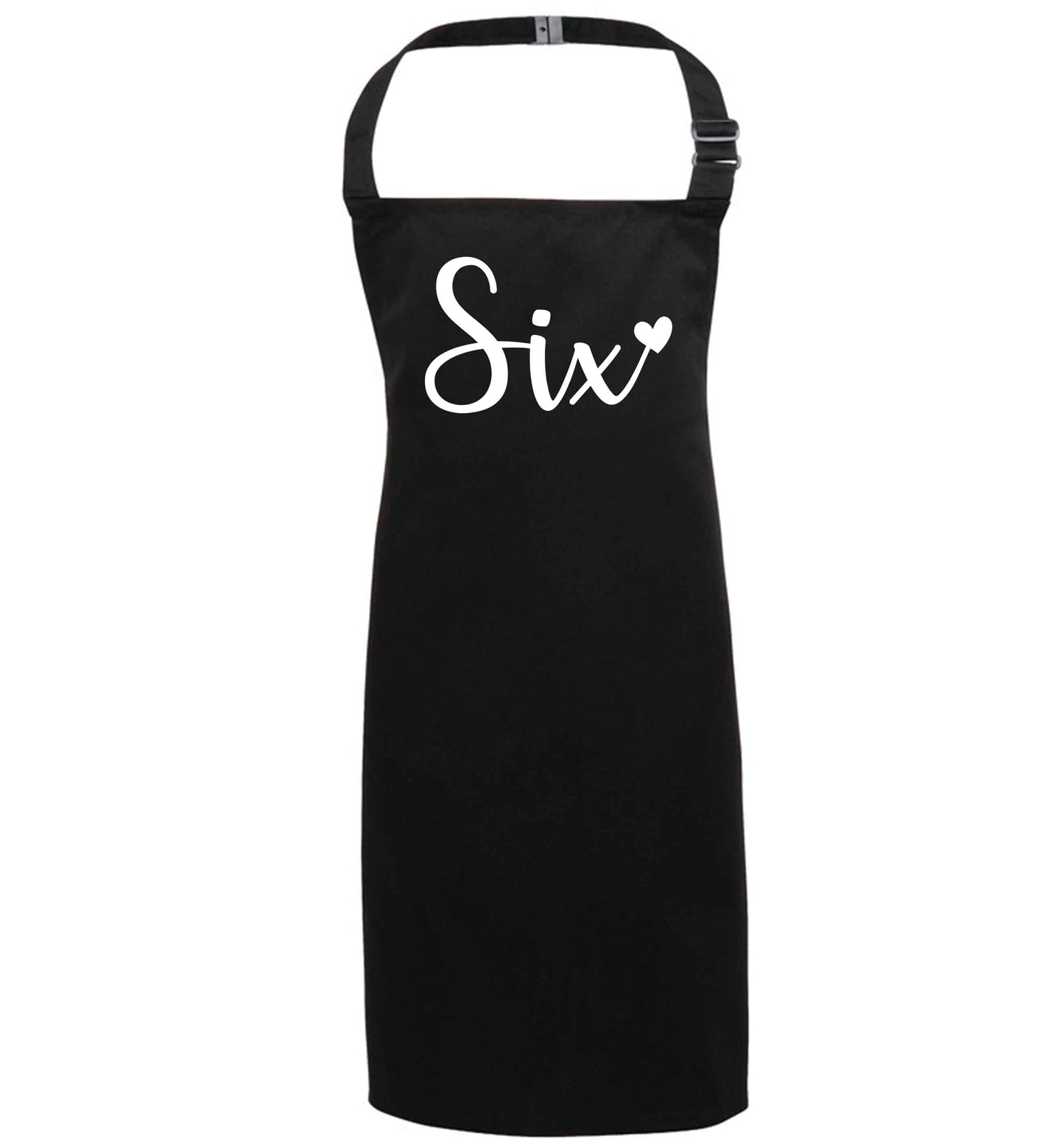 Six and heart! black apron 7-10 years