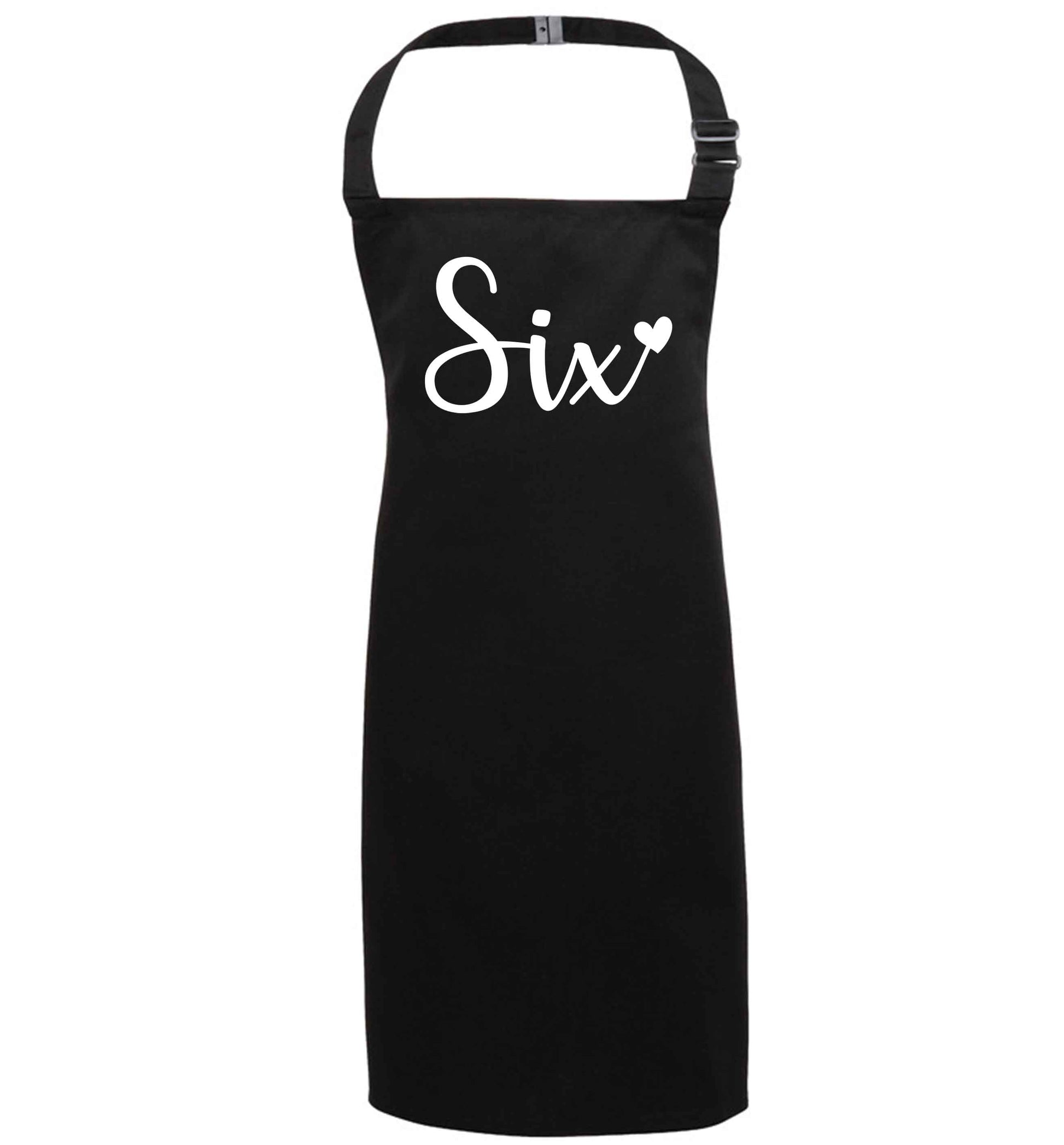 Six and heart! black apron 7-10 years