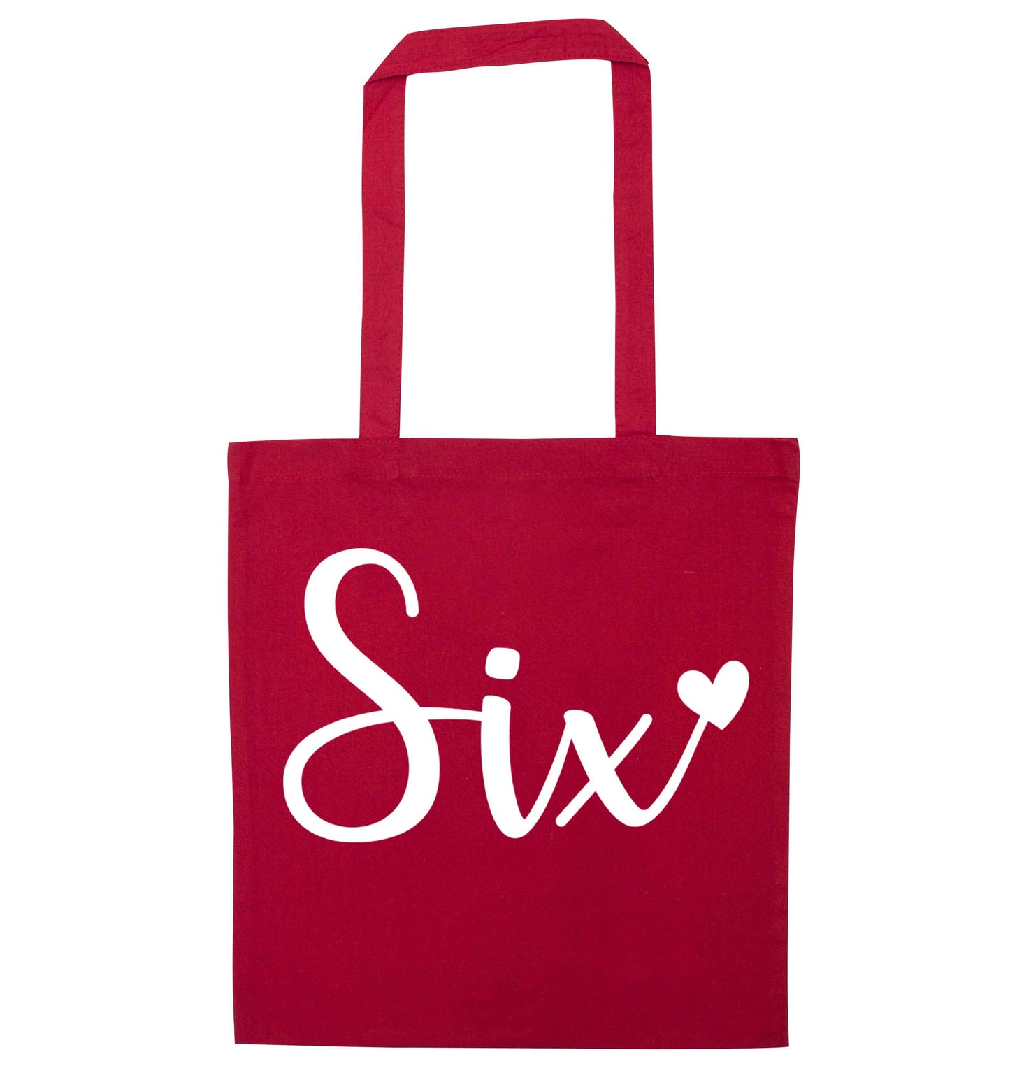 Six and heart! red tote bag