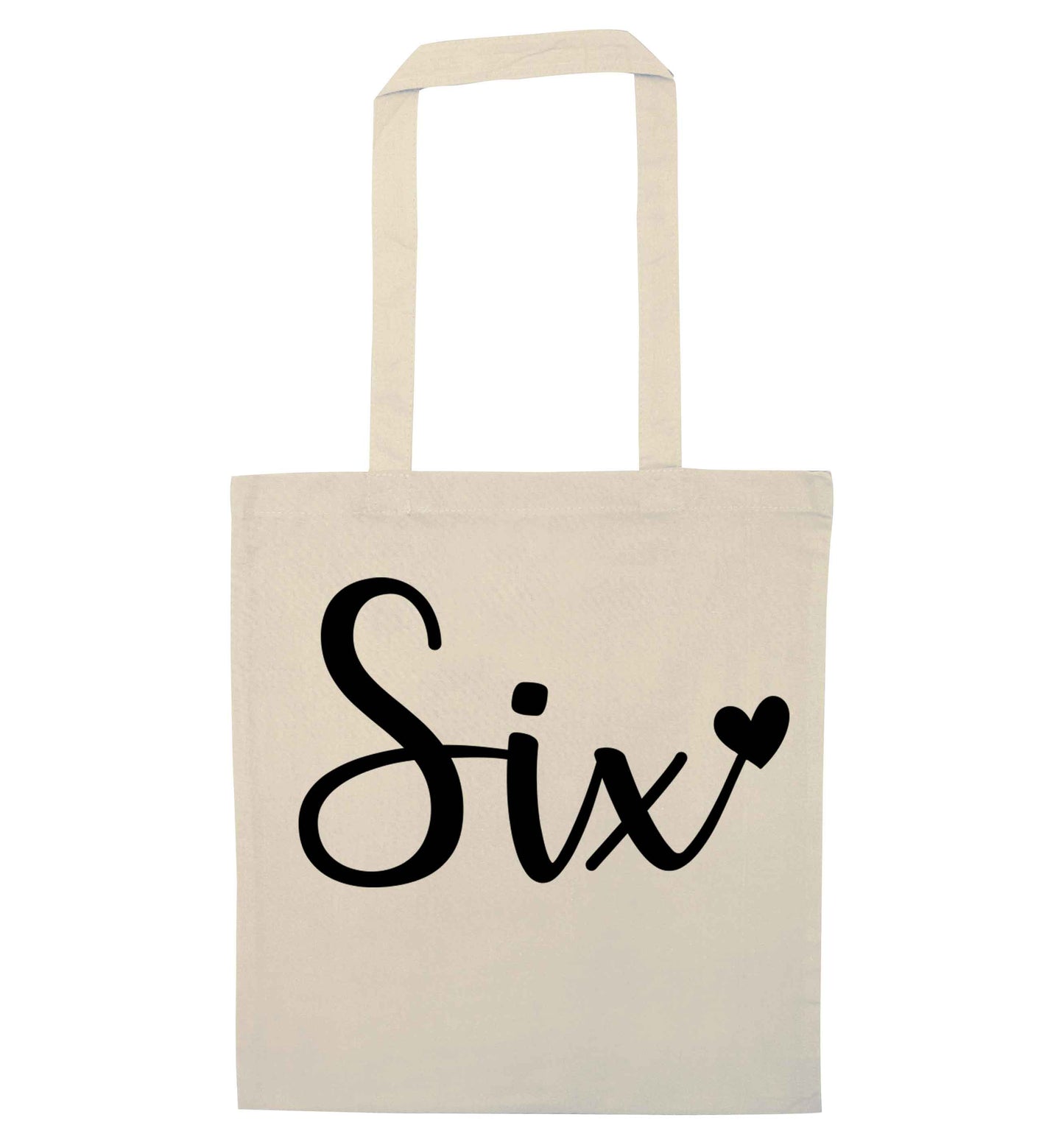 Six and heart! natural tote bag