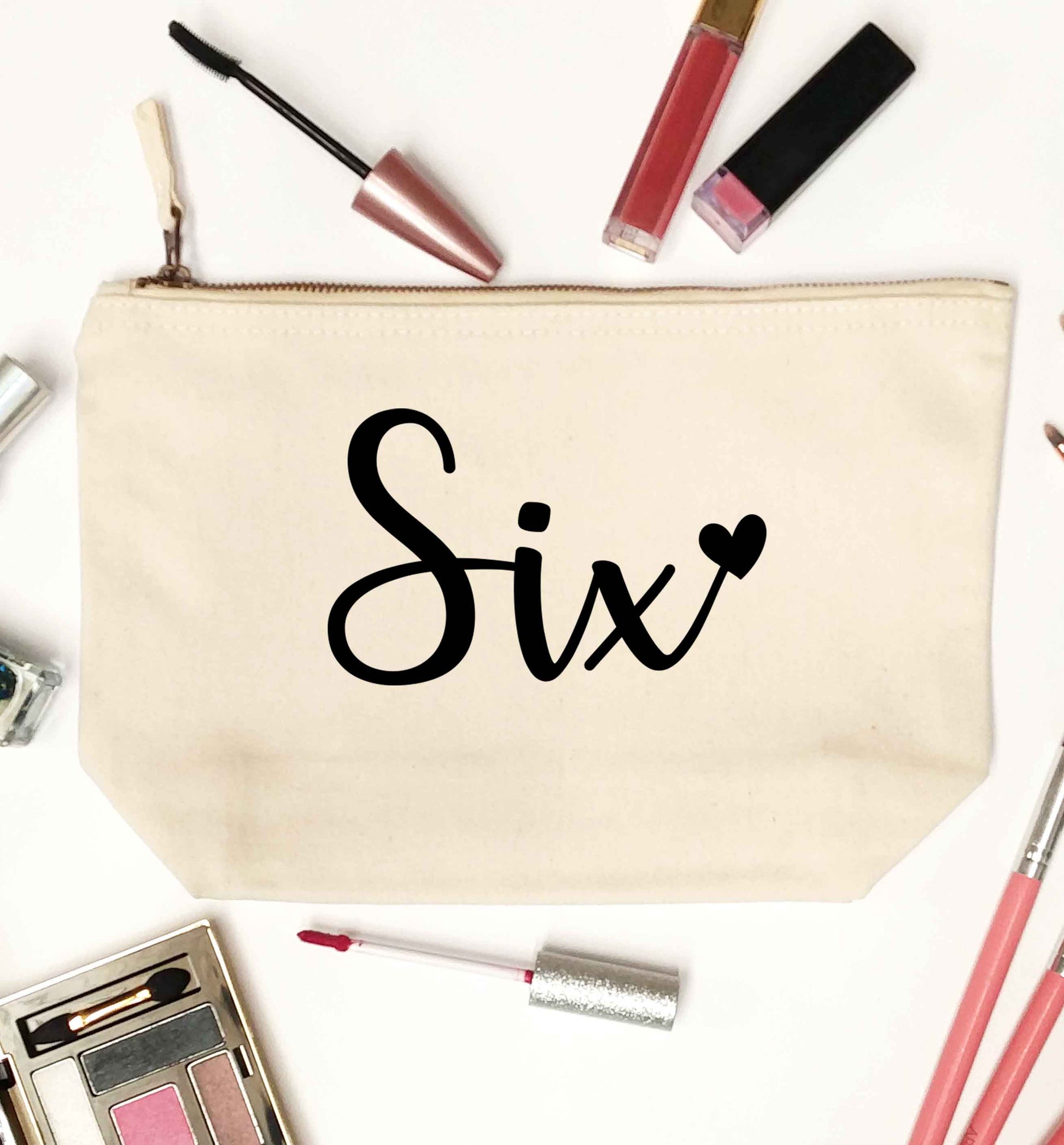 Six and heart! natural makeup bag