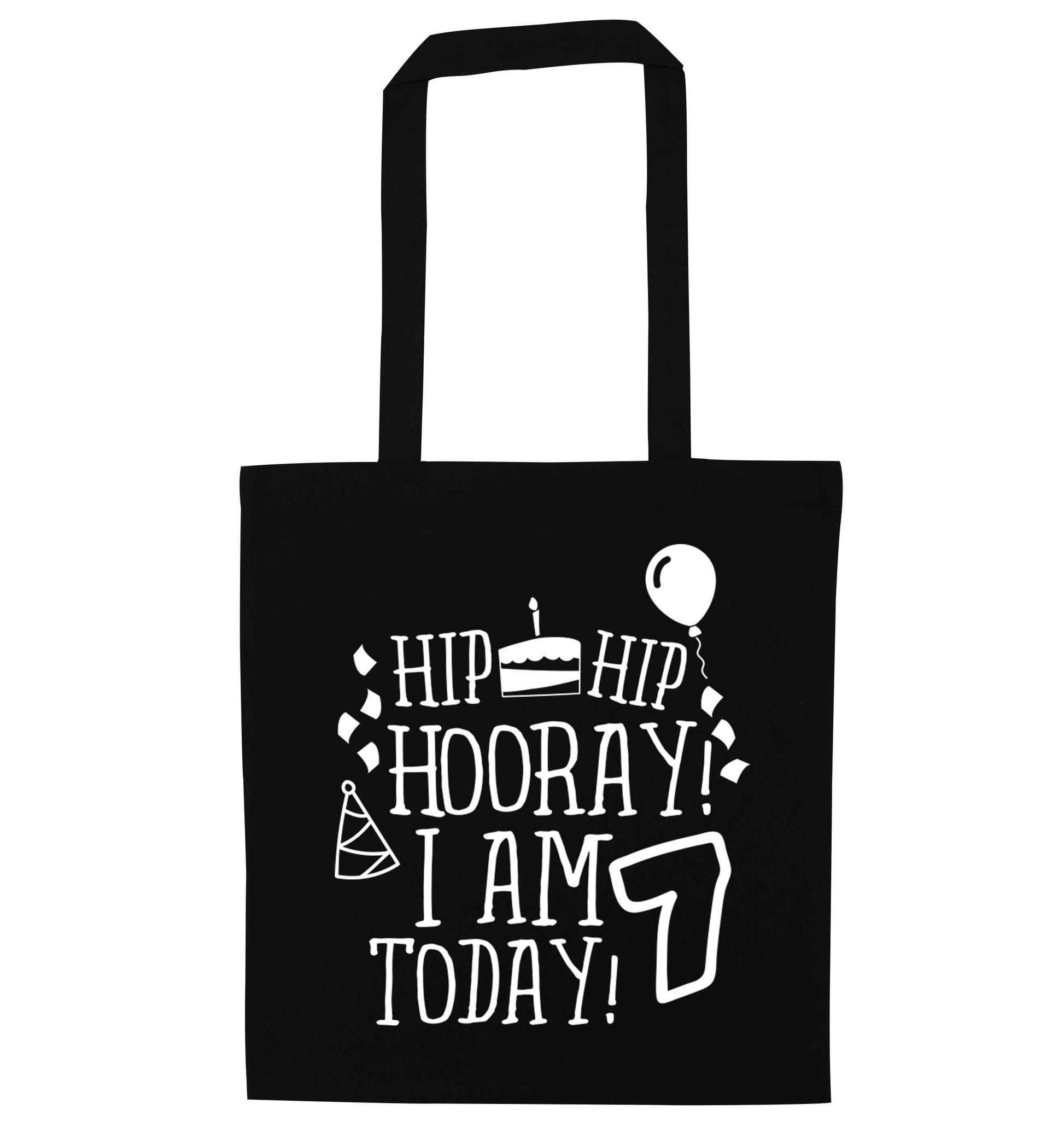 Hip hip I am seven today! black tote bag