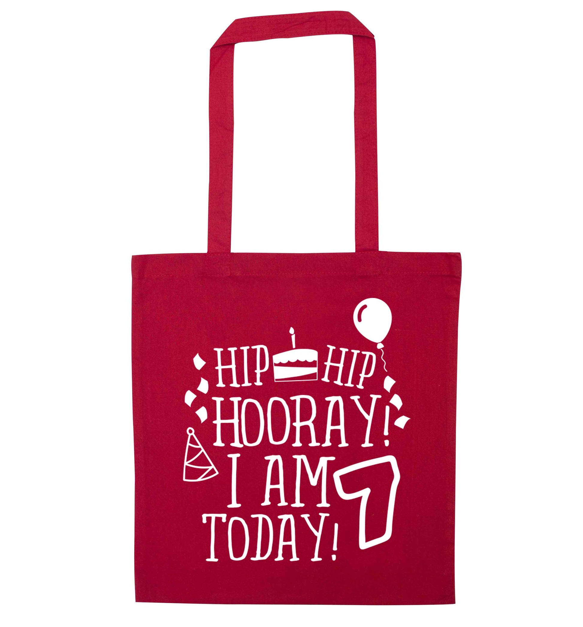 Hip hip I am seven today! red tote bag