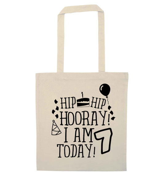 Hip hip I am seven today! natural tote bag