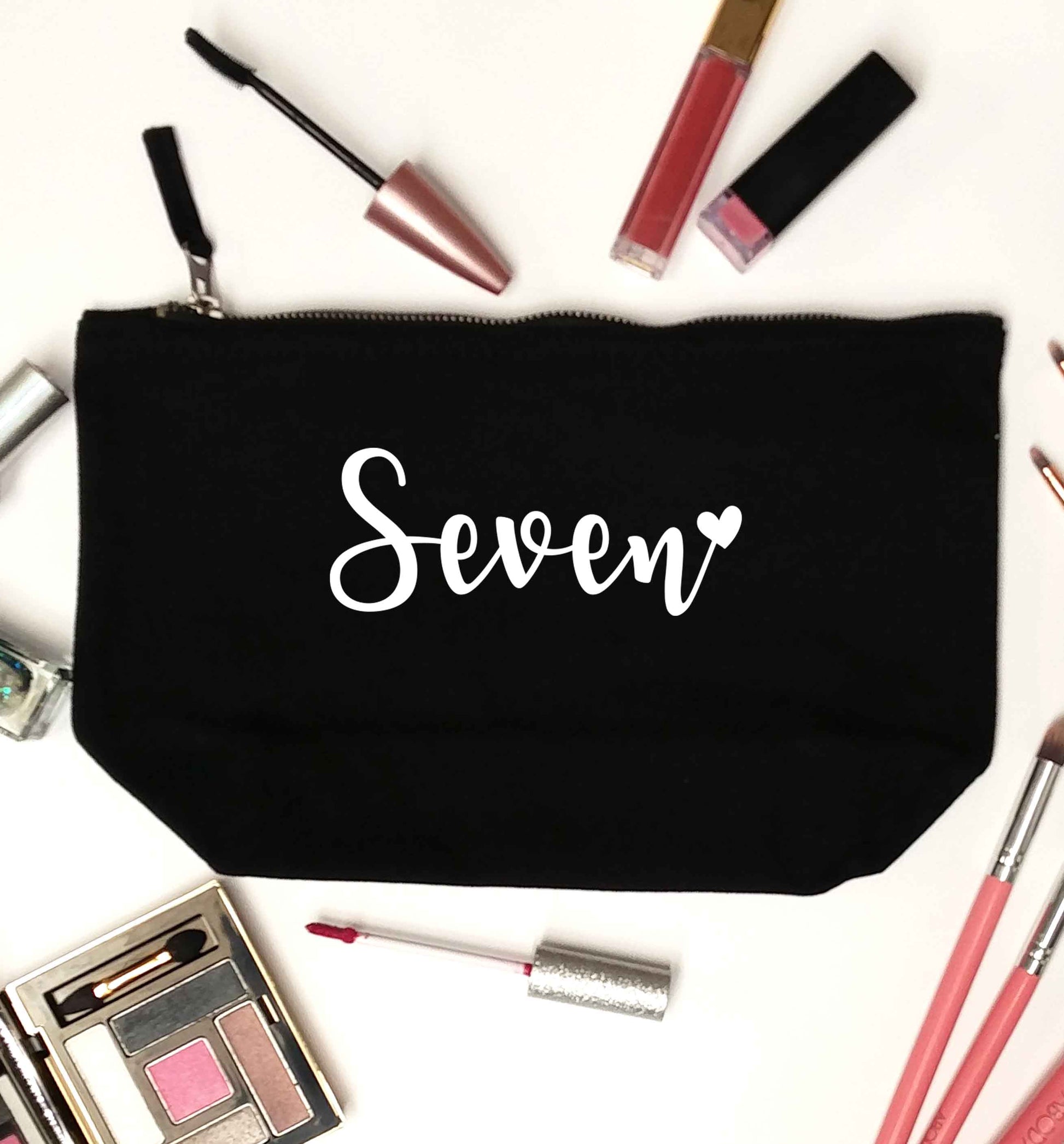Seven and heart black makeup bag