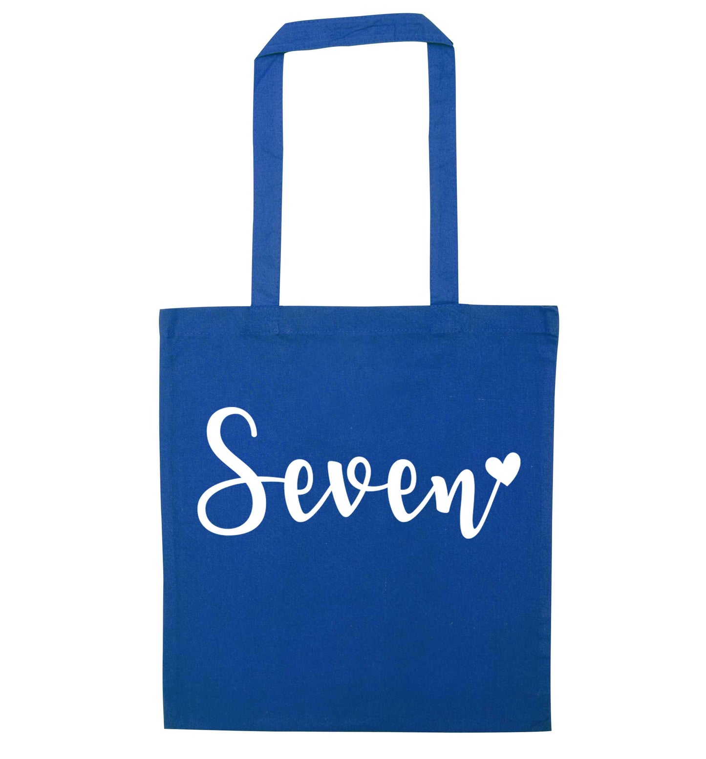 Seven and heart blue tote bag