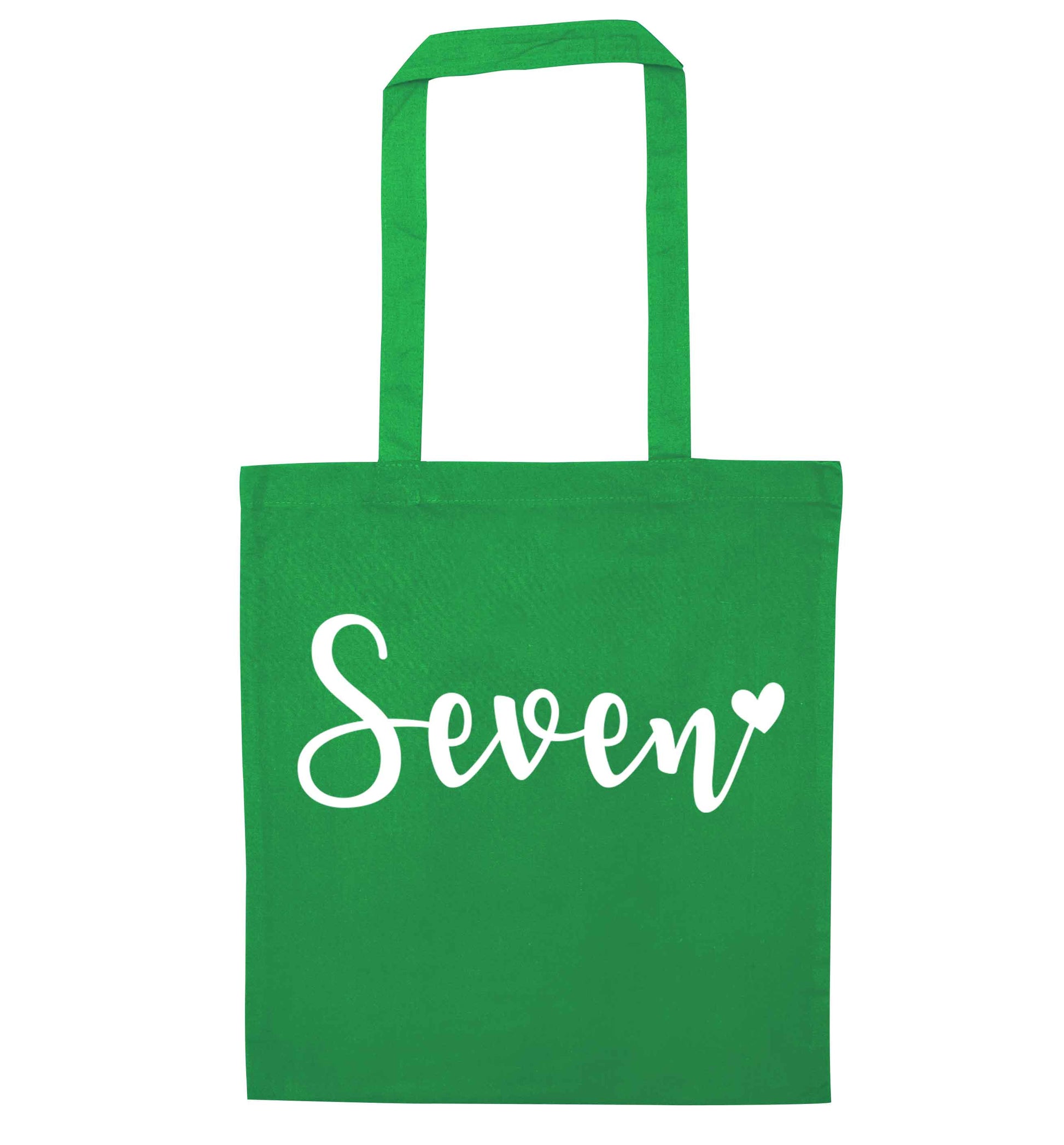 Seven and heart green tote bag