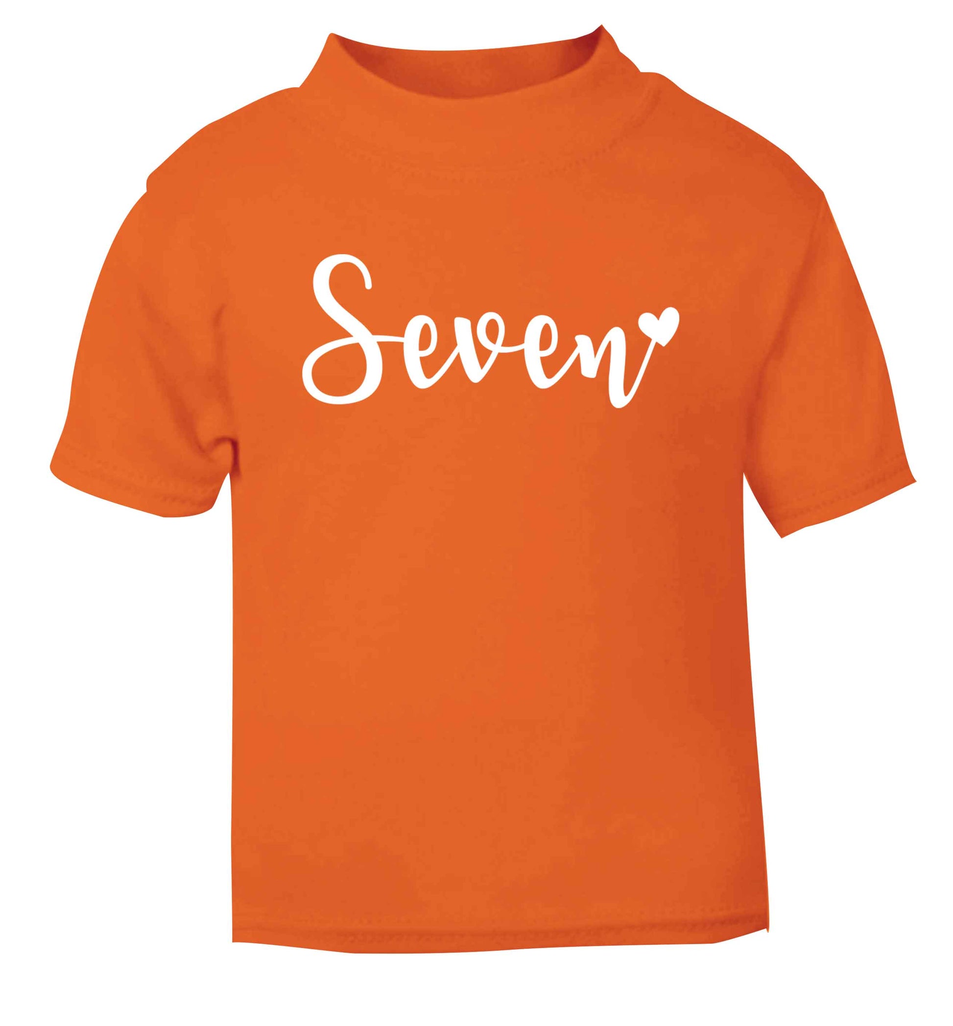 Seven and heart orange baby toddler Tshirt 2 Years