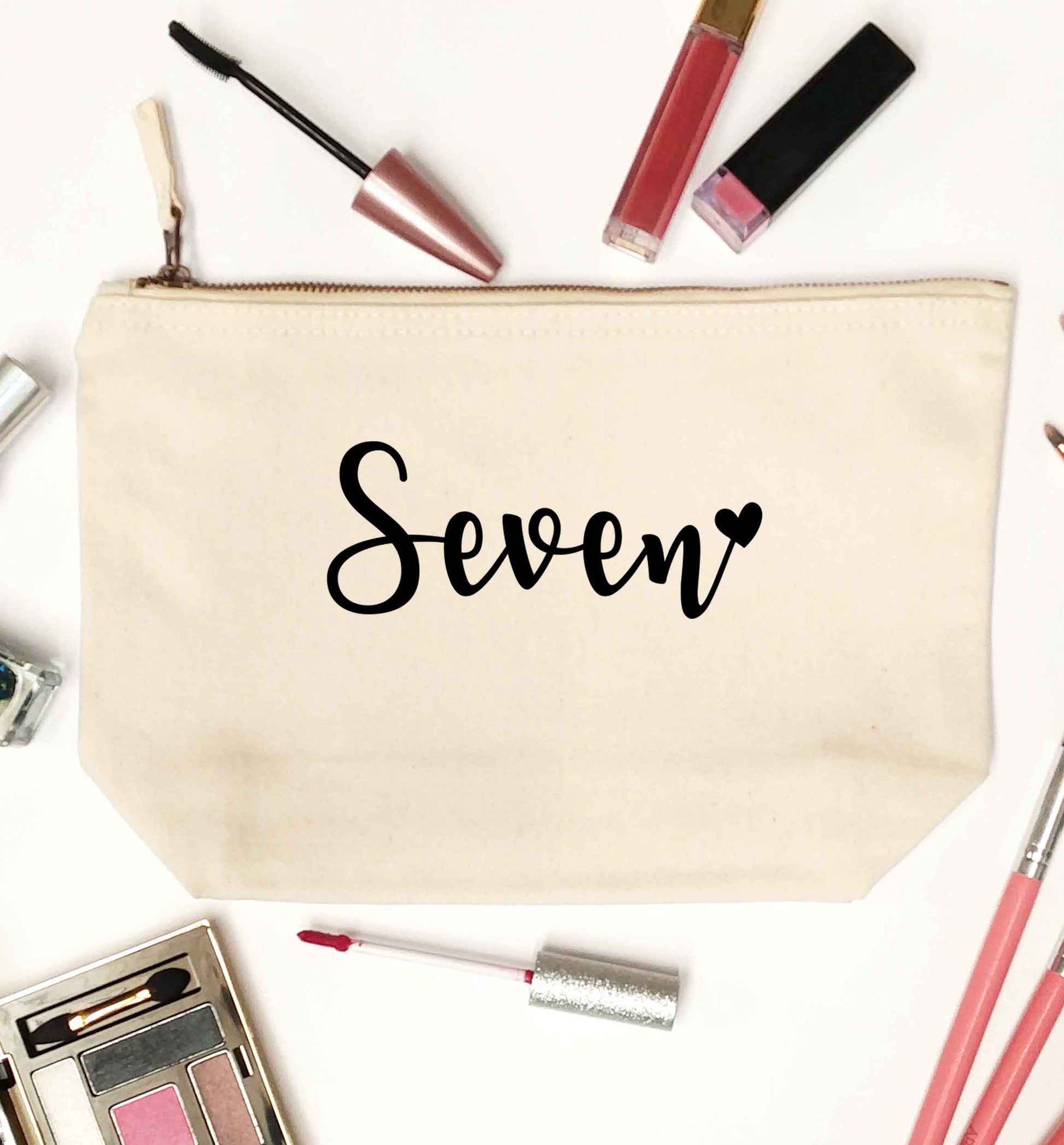 Seven and heart natural makeup bag
