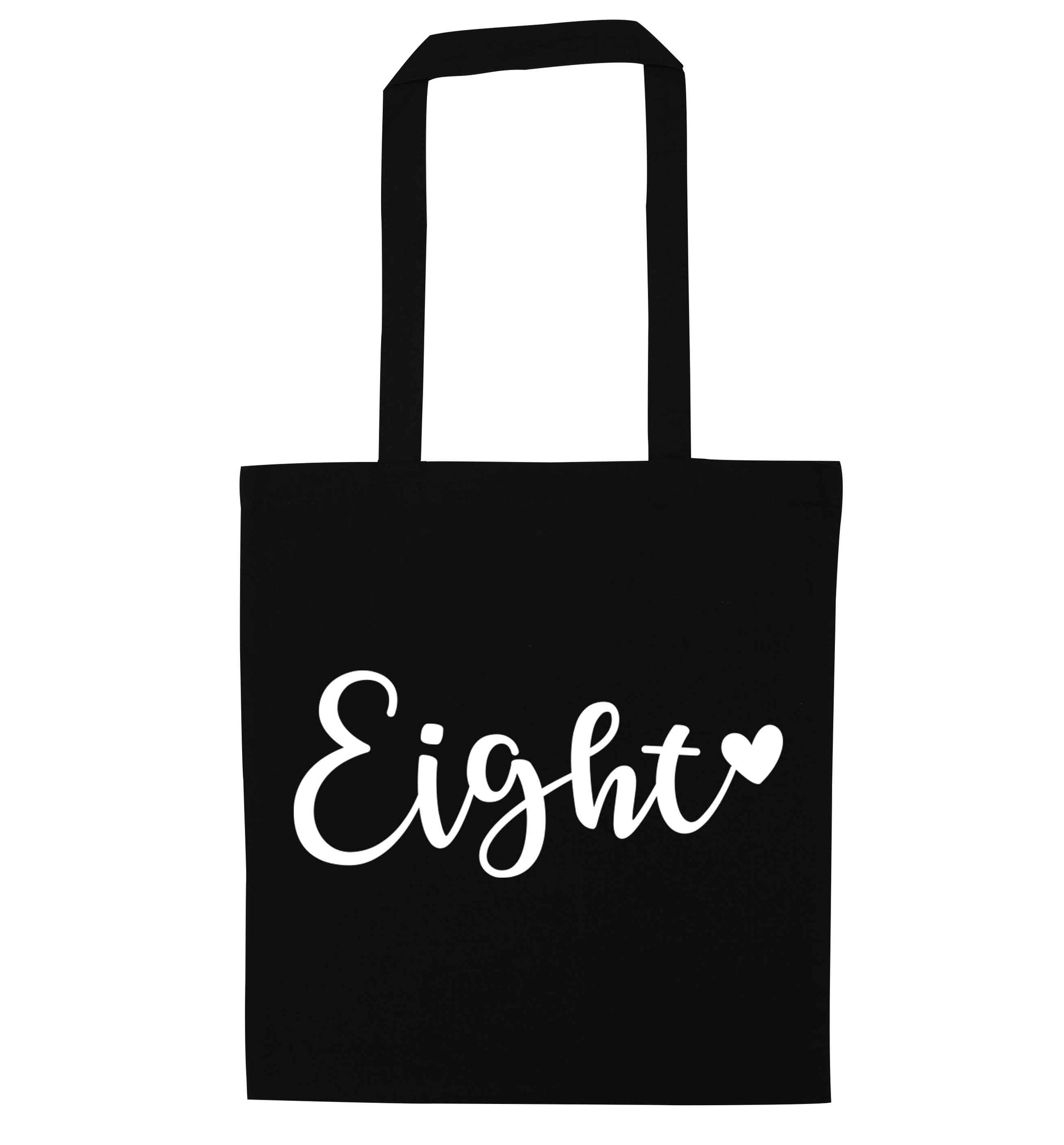 Eight and heart black tote bag