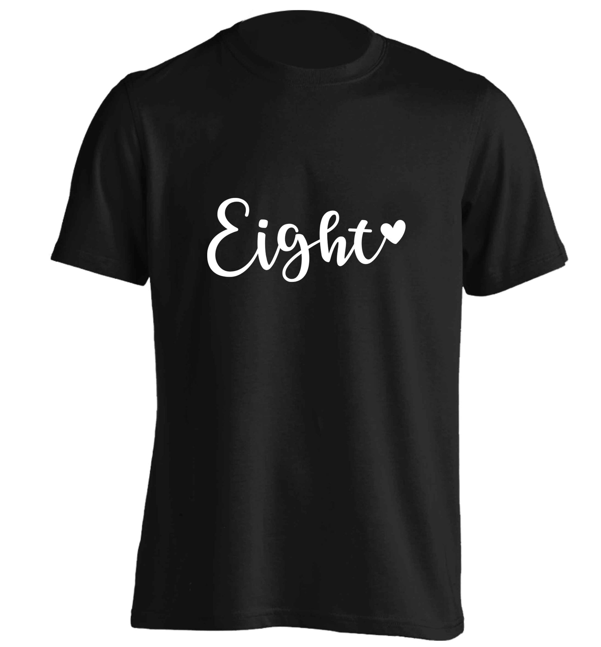 Eight and heart adults unisex black Tshirt 2XL