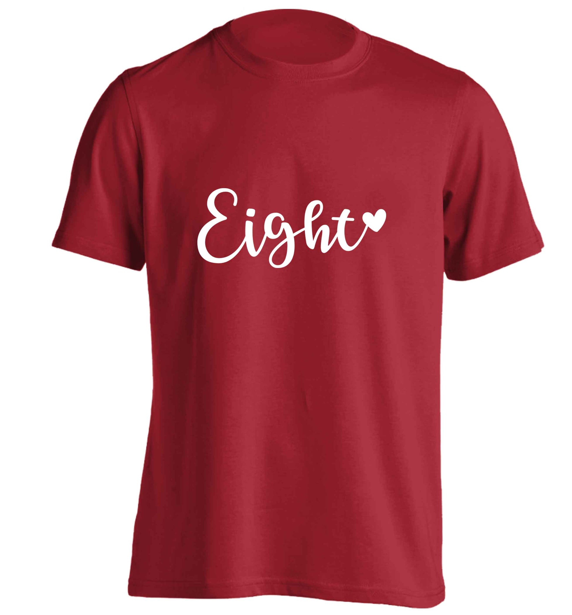 Eight and heart adults unisex red Tshirt 2XL