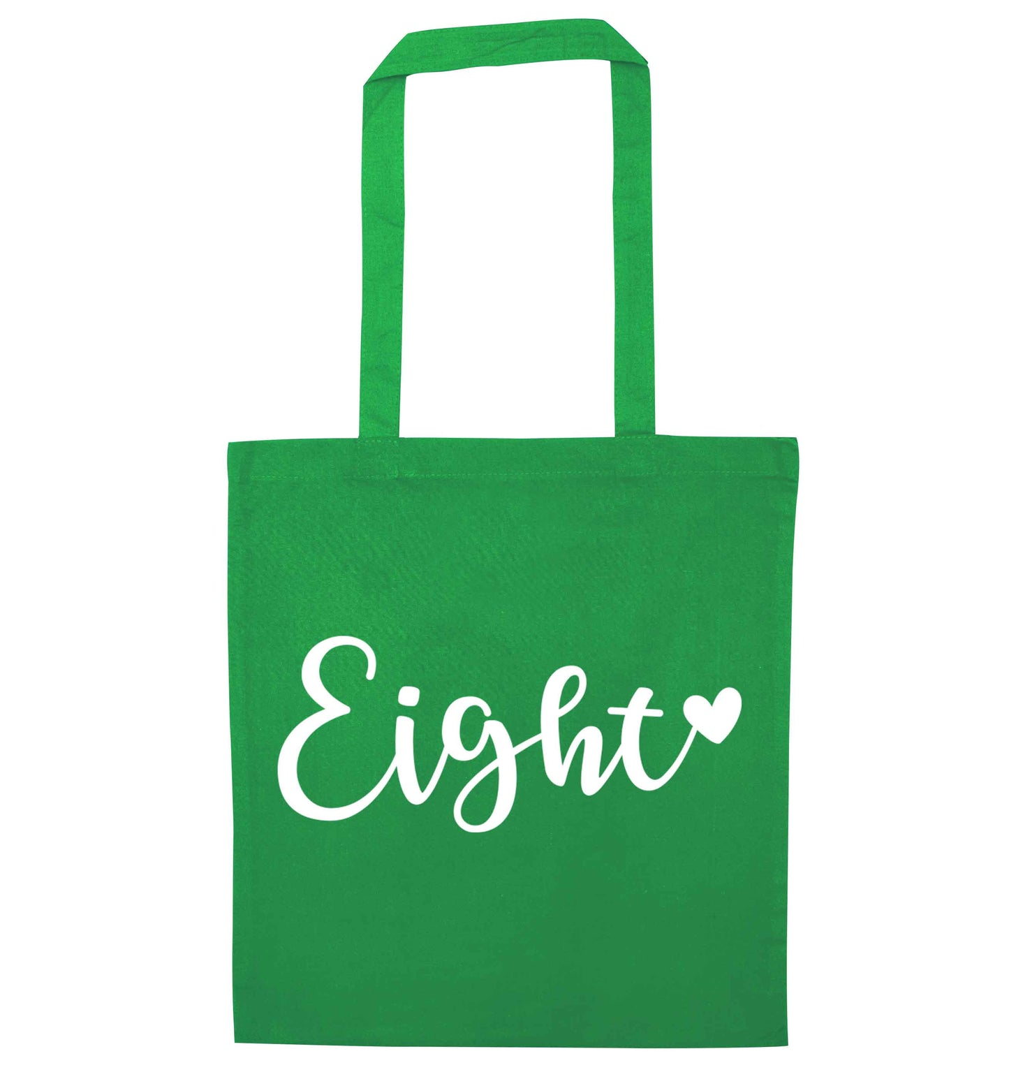 Eight and heart green tote bag