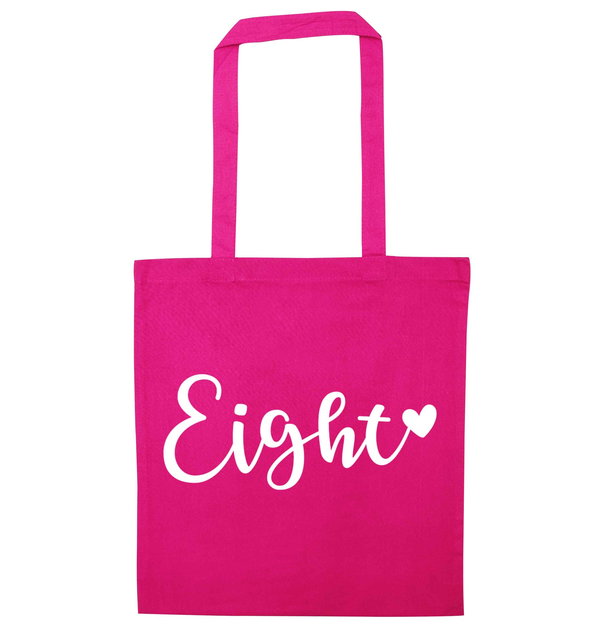 Eight and heart pink tote bag