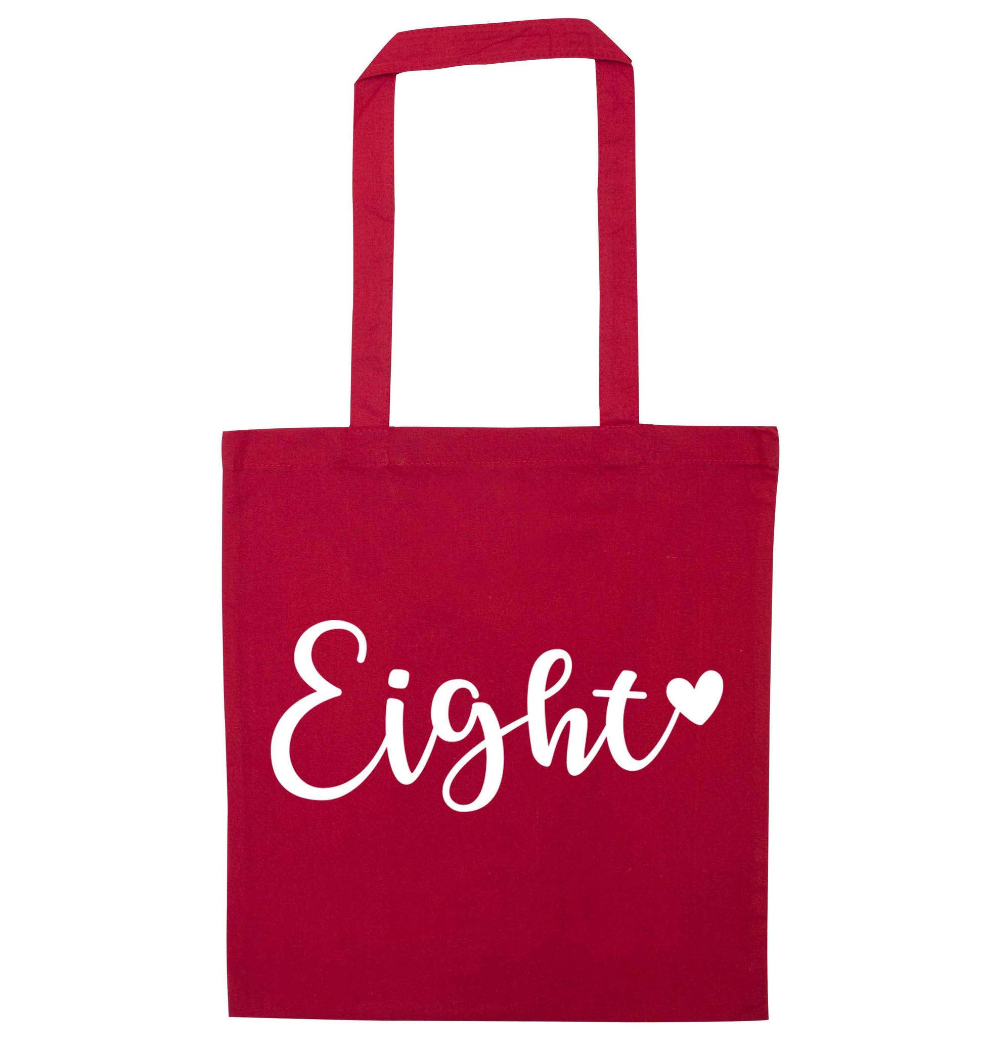 Eight and heart red tote bag