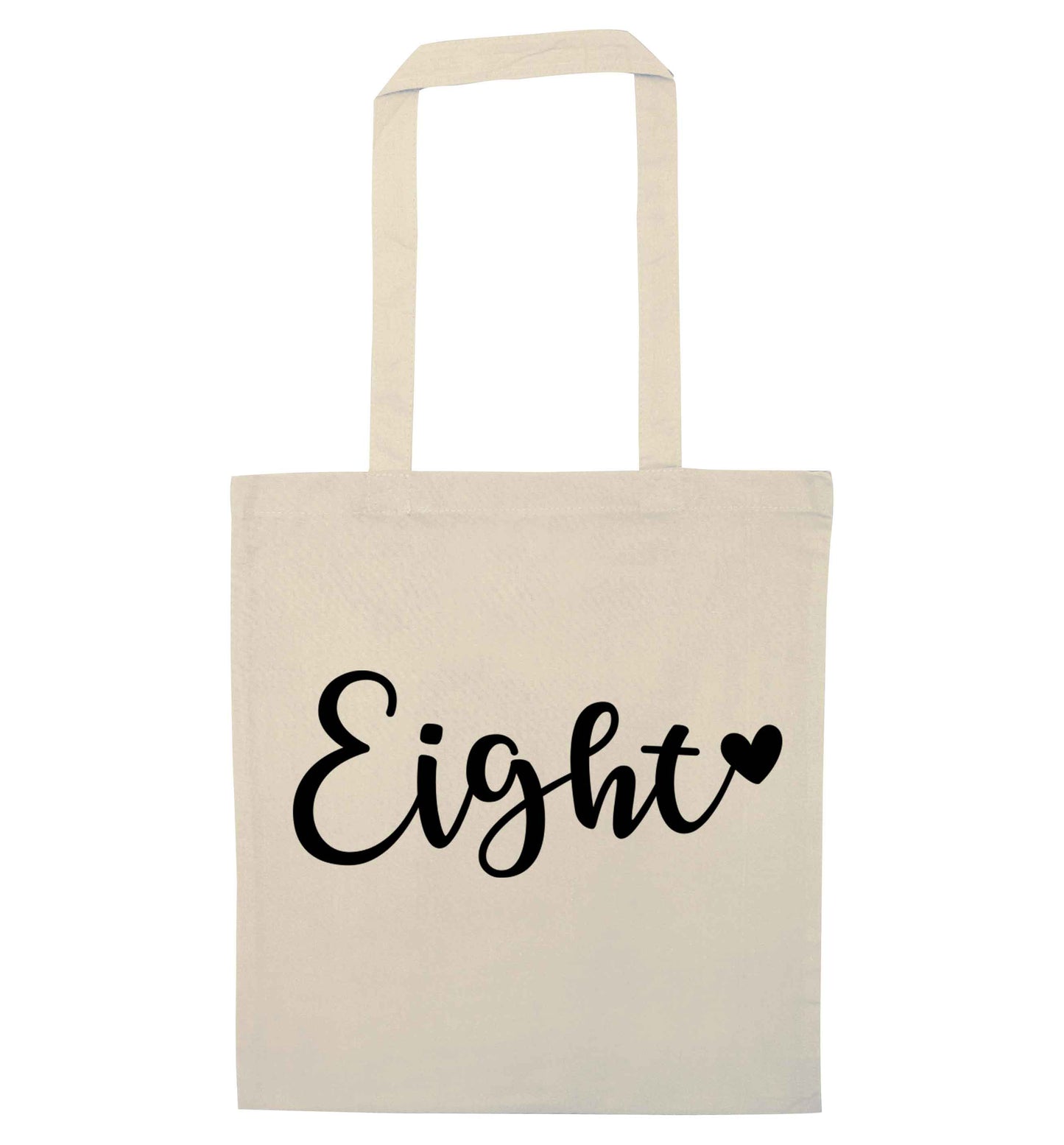 Eight and heart natural tote bag