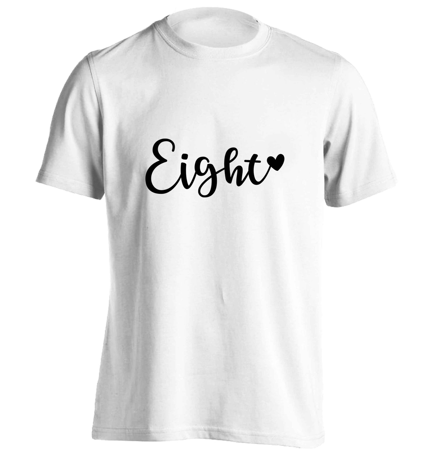 Eight and heart adults unisex white Tshirt 2XL