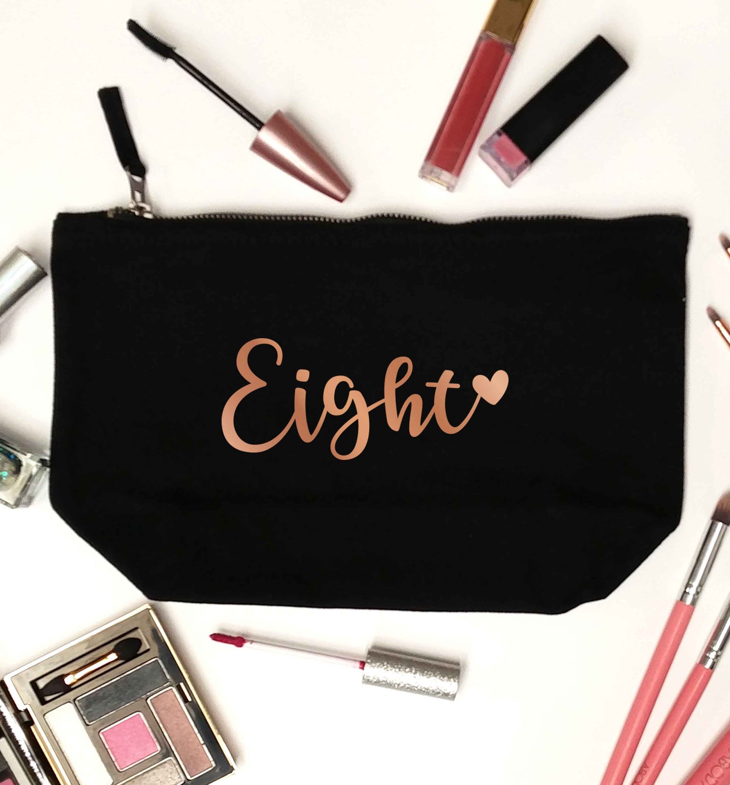 Eight rose gold black makeup bag